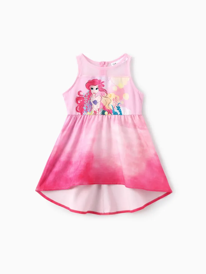 Disney Princess Toddler Girls Ariel/Cinderella 1pc Sweet Dreamy Character Tie-dye Print Sleeveless Dress