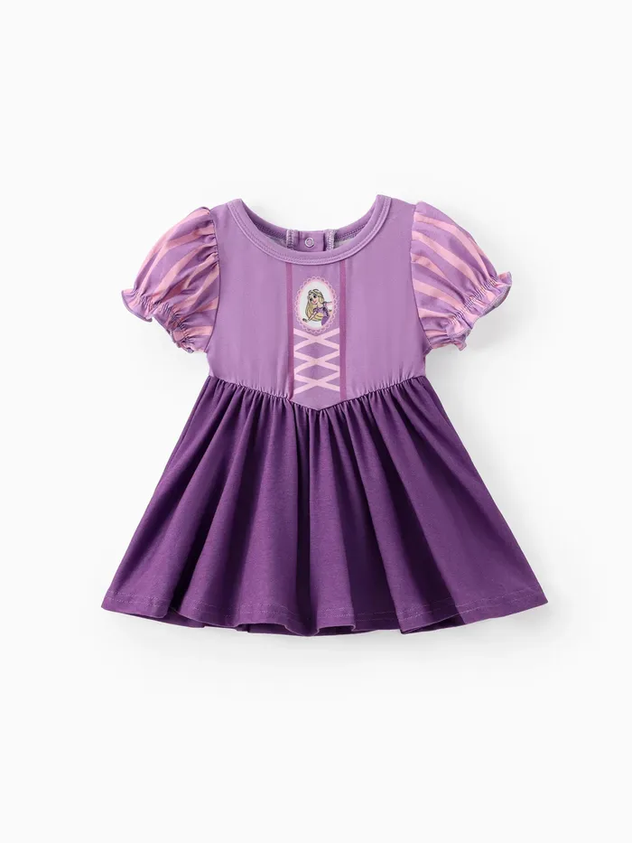 Disney Prinzessin Baby/Kleinkind Mädchen 1pc Naia™ Oval Charakter Druck Design Bubble Sleeves Mesh Kleid