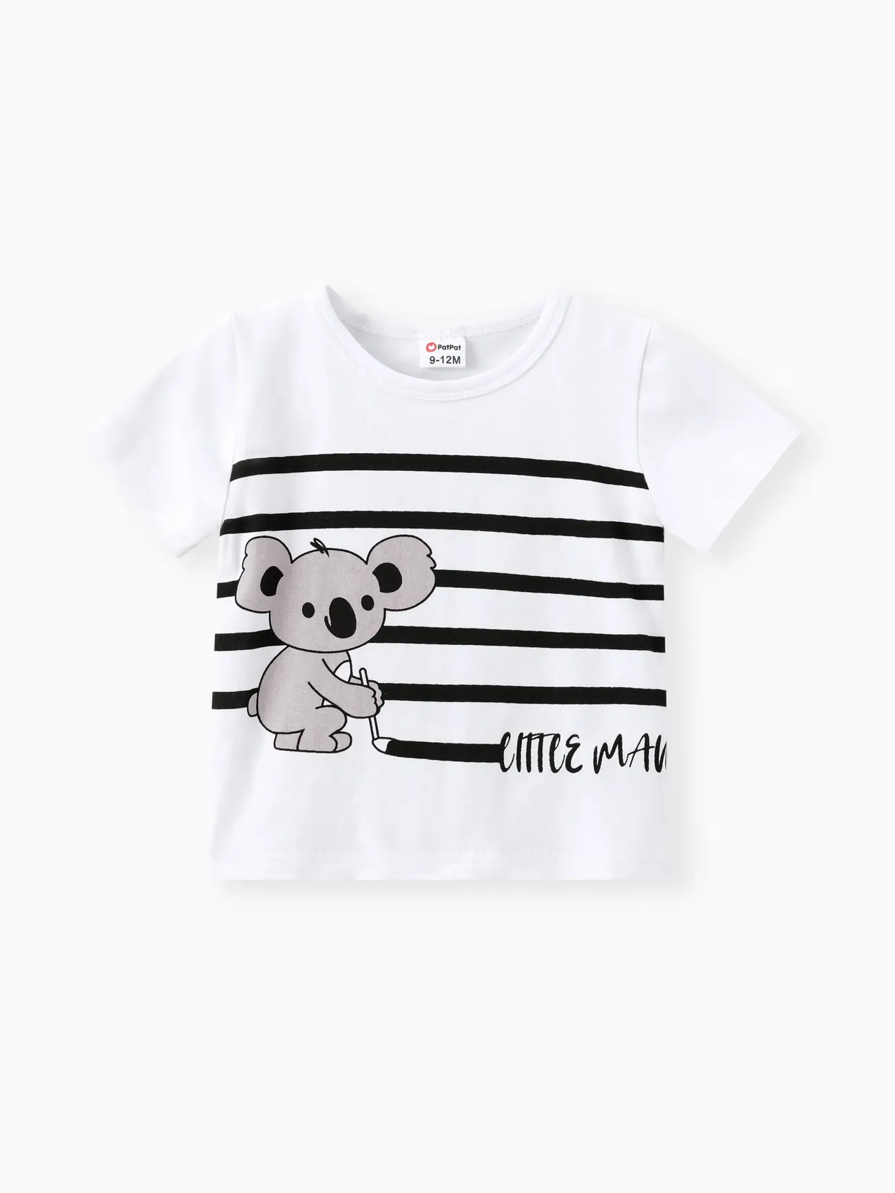 2件 嬰兒 男 樹熊 童趣 短袖 嬰兒套裝 白色 big image 1
