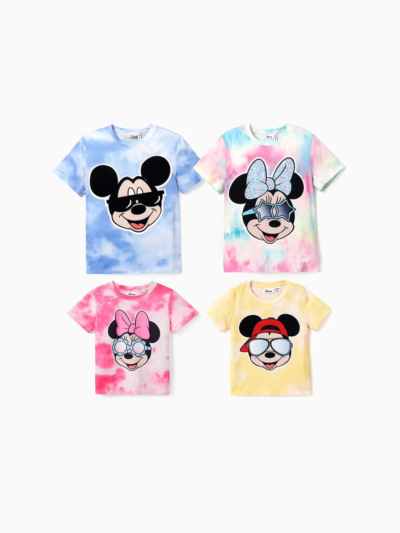 Disney Mickey and Friends Family Matching Character Print Short-sleeve T-shirt Pink big image 1