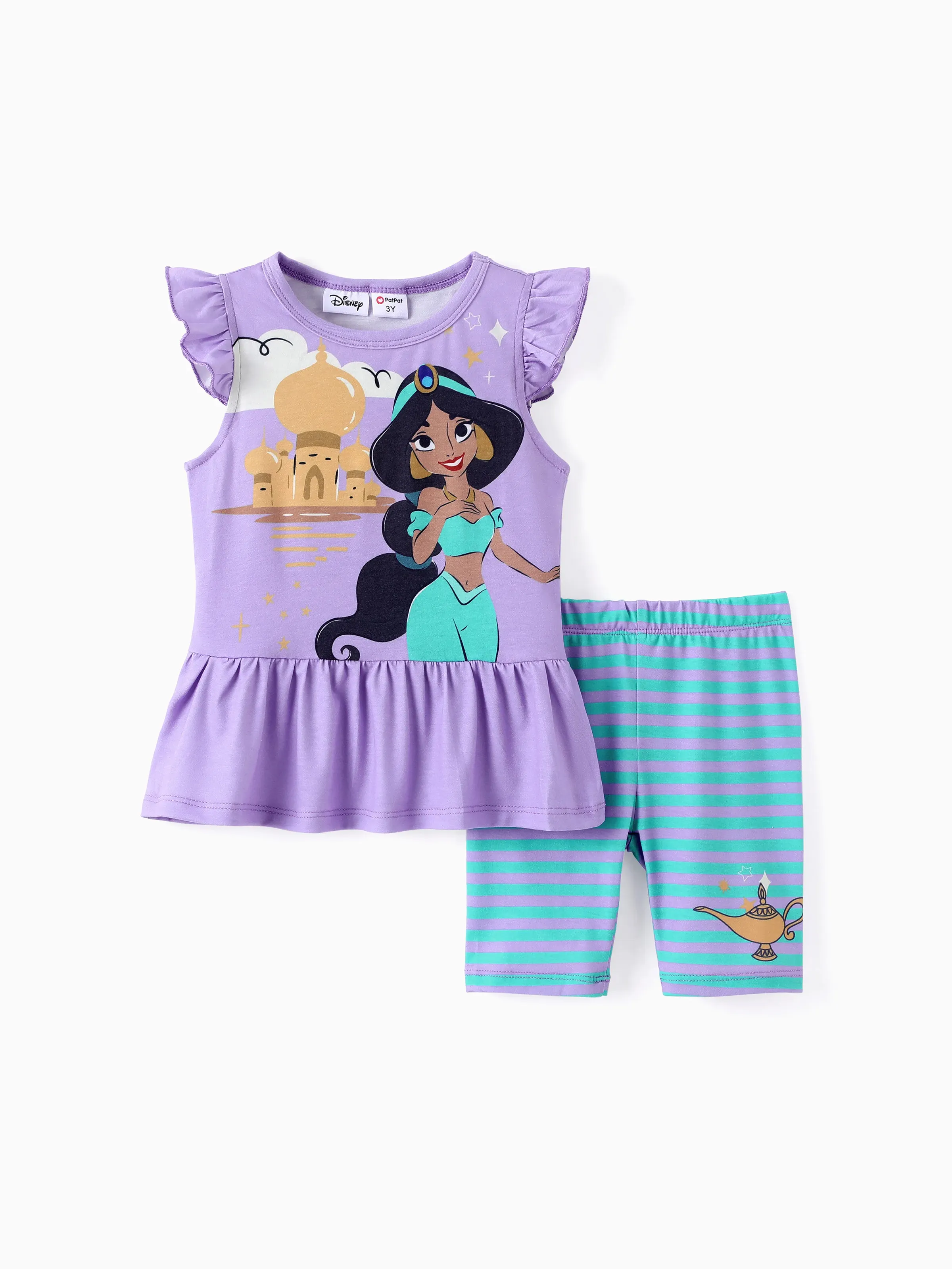 

Disney Princess 2pcs Toddler Girls Naia™ Character Print Ruffled Top with Stripped Leggings Set