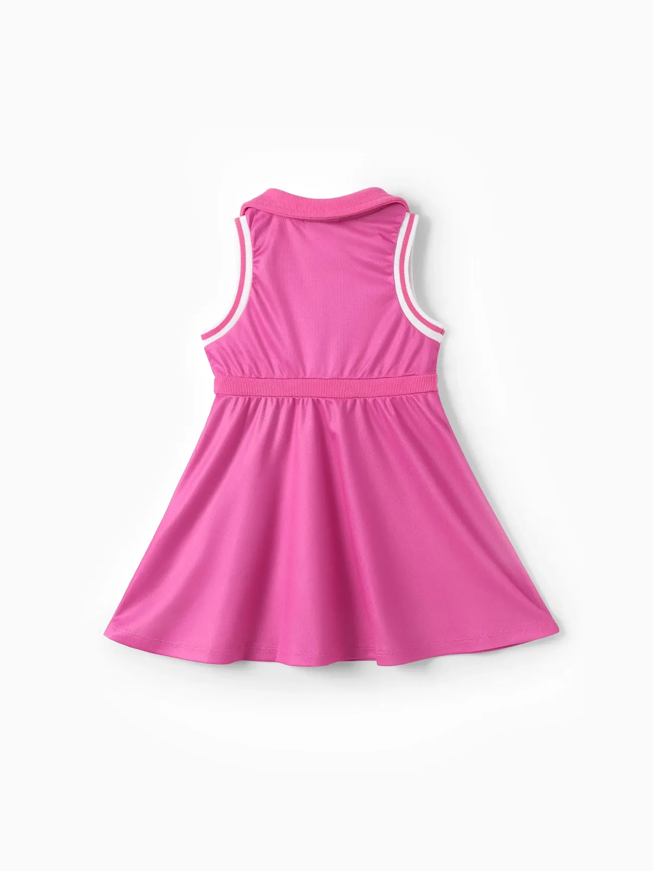 Barbie Toddler/Kid Girls 1pc Classic Letter Logo with Number Print Sporty Sleeveless Bowknot Polo Dress Pink big image 1