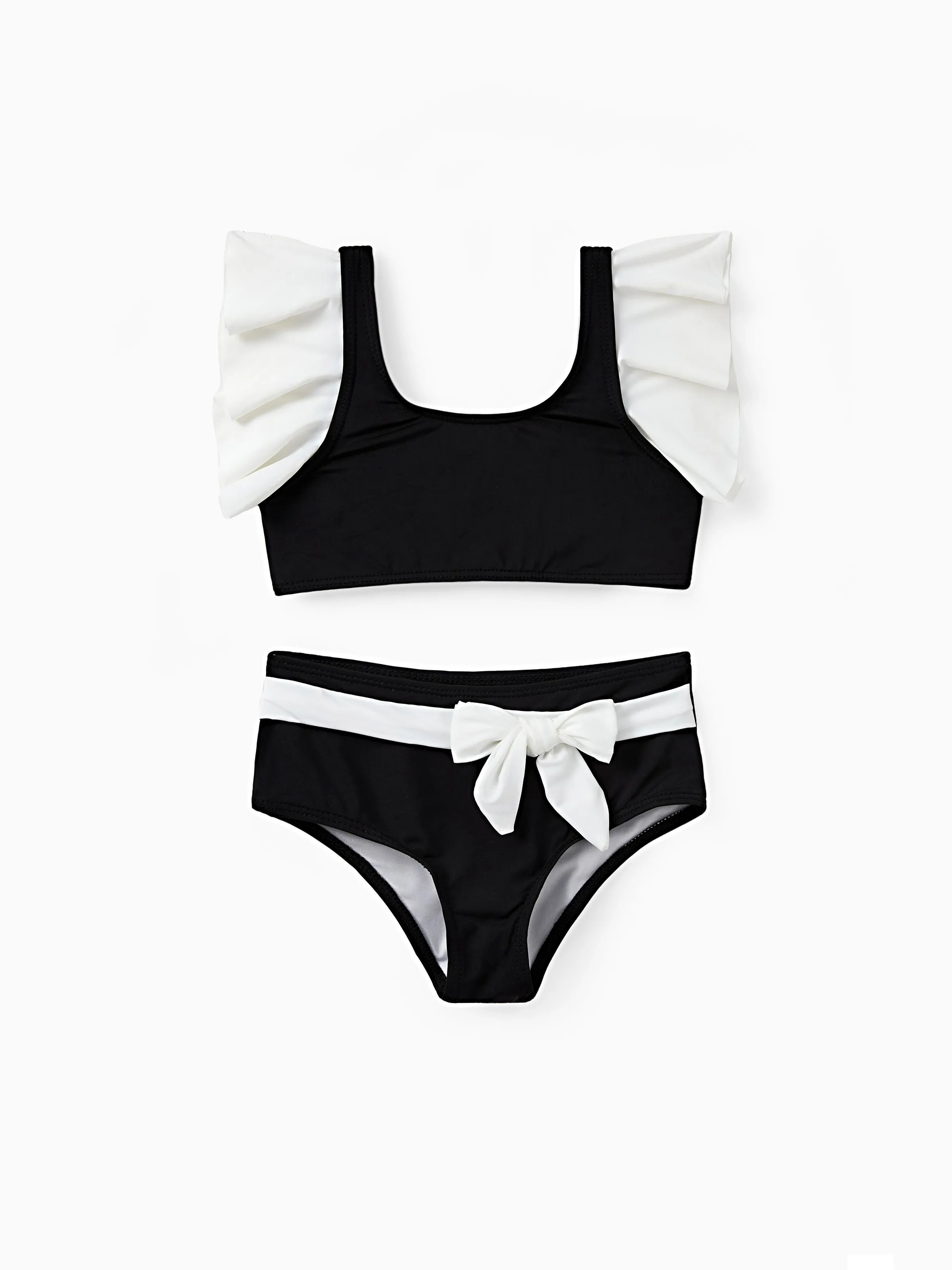 

UPF50+ Family Matching Swimsuit Letter Print Drawstring Swim Trunks or Color Block Bikini (Sun-Protective)