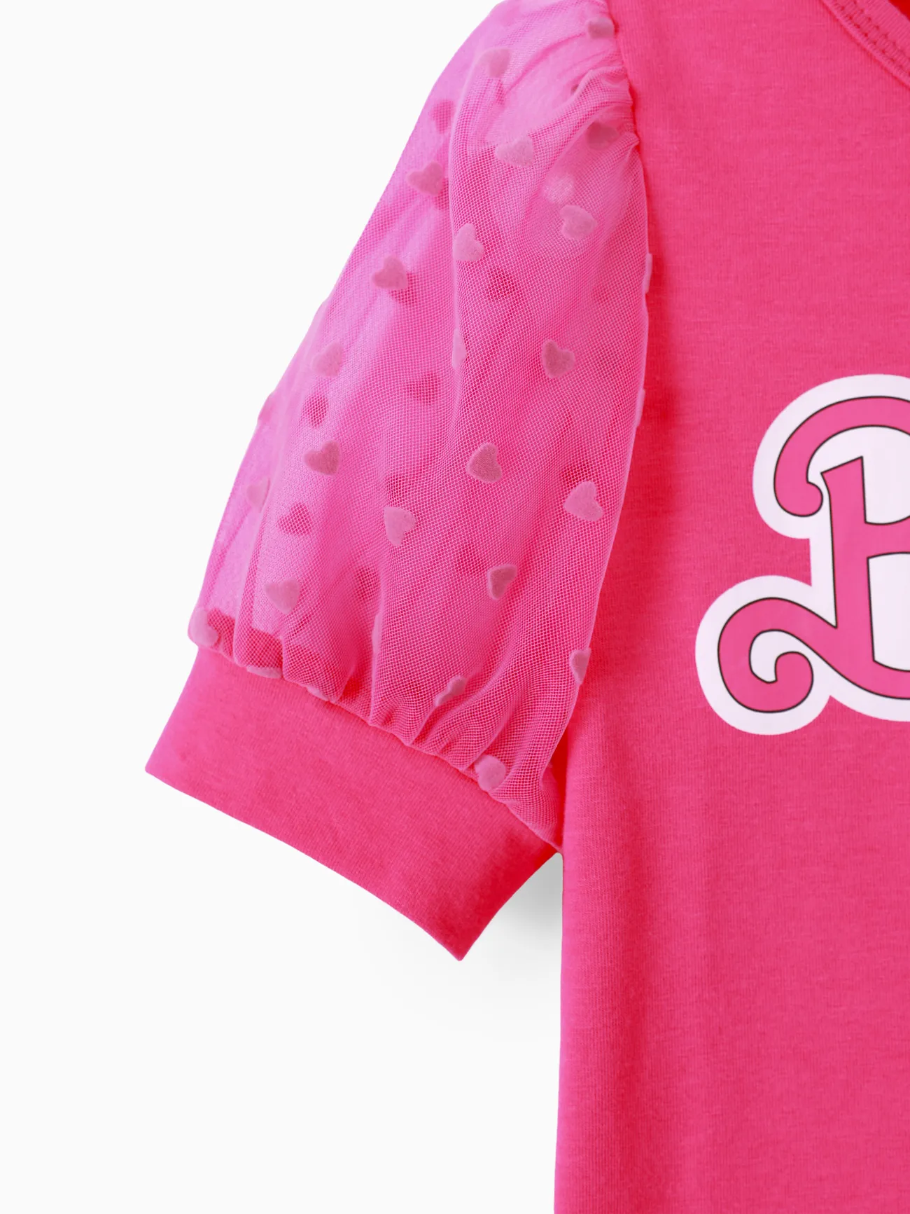 Barbie 2pcs Toddler/Kids Girls Checkered/Plaid Puff-sleeve Bowknot Set
 PinkyWhite big image 1