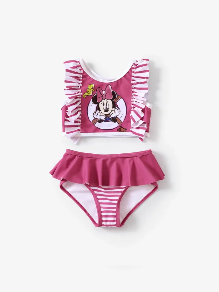 Disney Mickey and Friends Toddler Girls 2pcs Minnie Print Ruffle Swimsuit