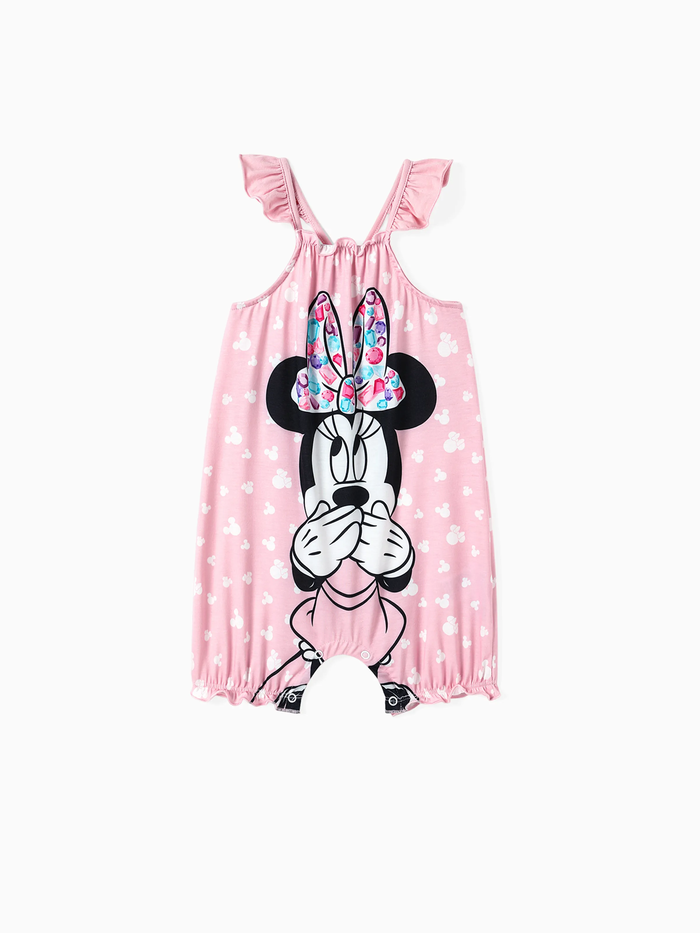 

Disney Mickey and Friends Mommy and Me Pink Flutter-sleeve Allover Print Naia™ Dresses