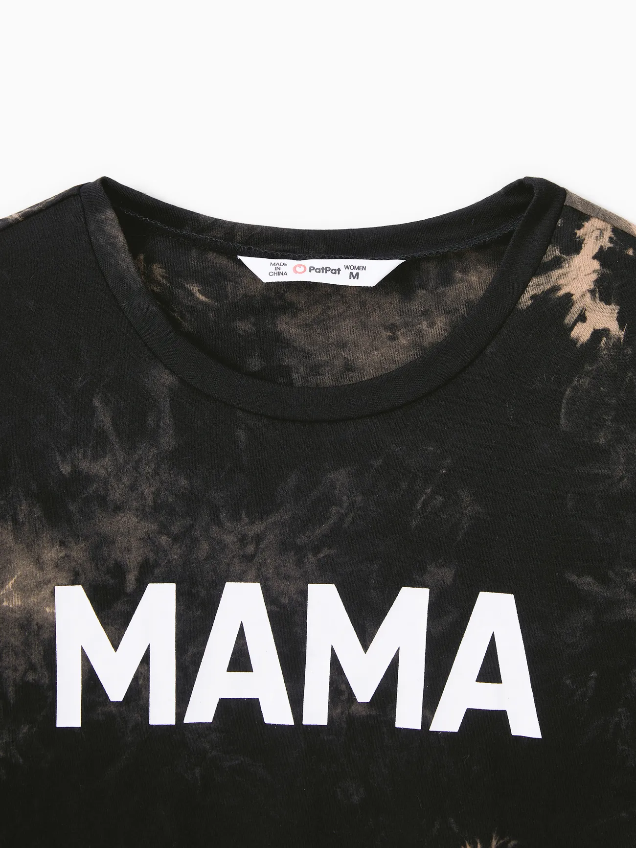 100% Cotton Short-sleeve Tie Dye Letter Print T-shirts for Mom and Me Black big image 1