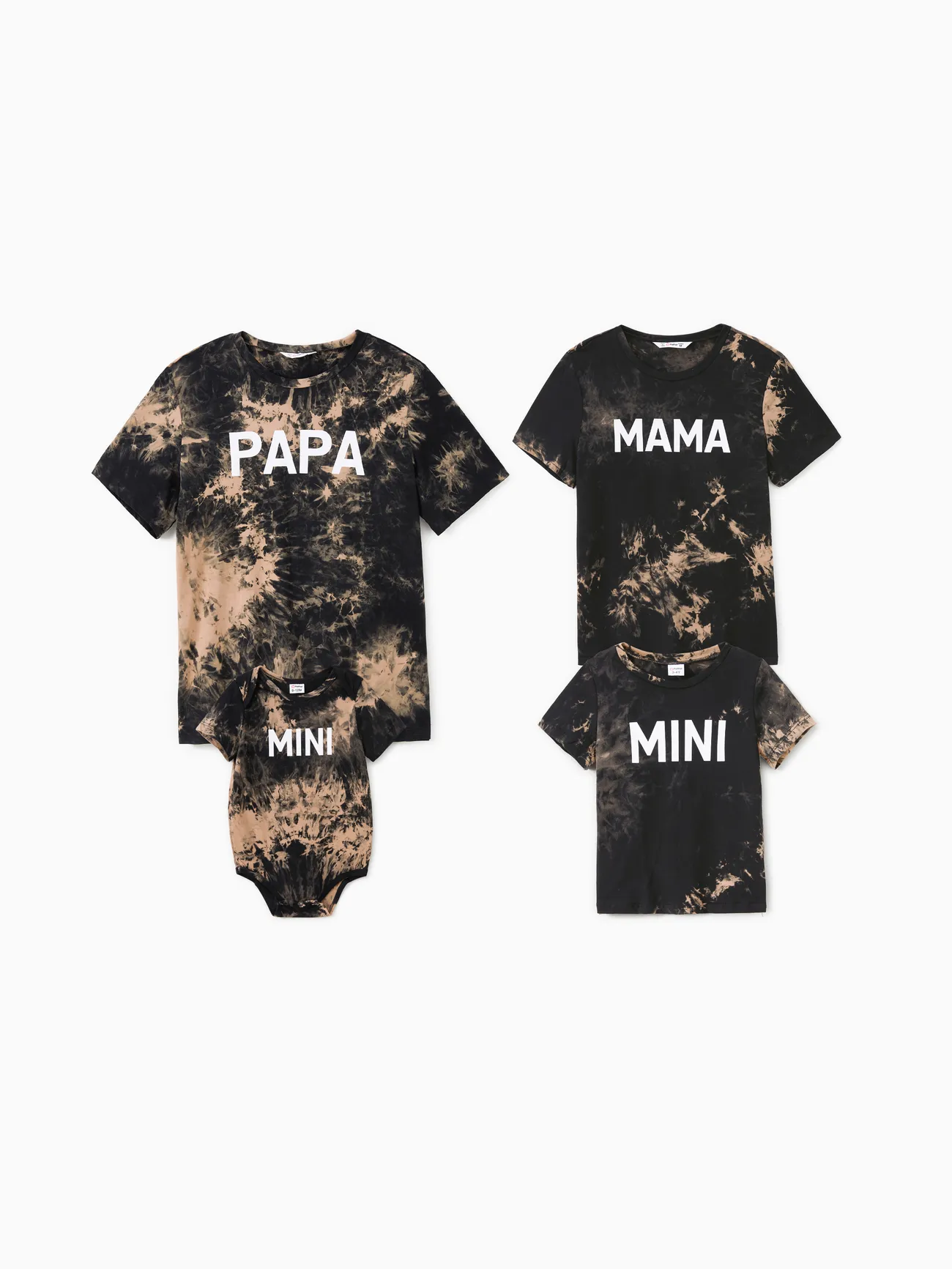 100% Cotton Short-sleeve Tie Dye Letter Print T-shirts for Mom and Me Black big image 1