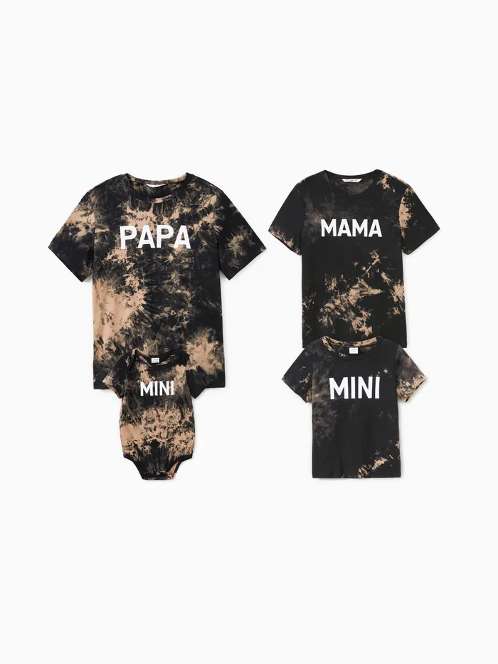 100% Cotton Short-sleeve Tie Dye Letter Print T-shirts for Mom and Me