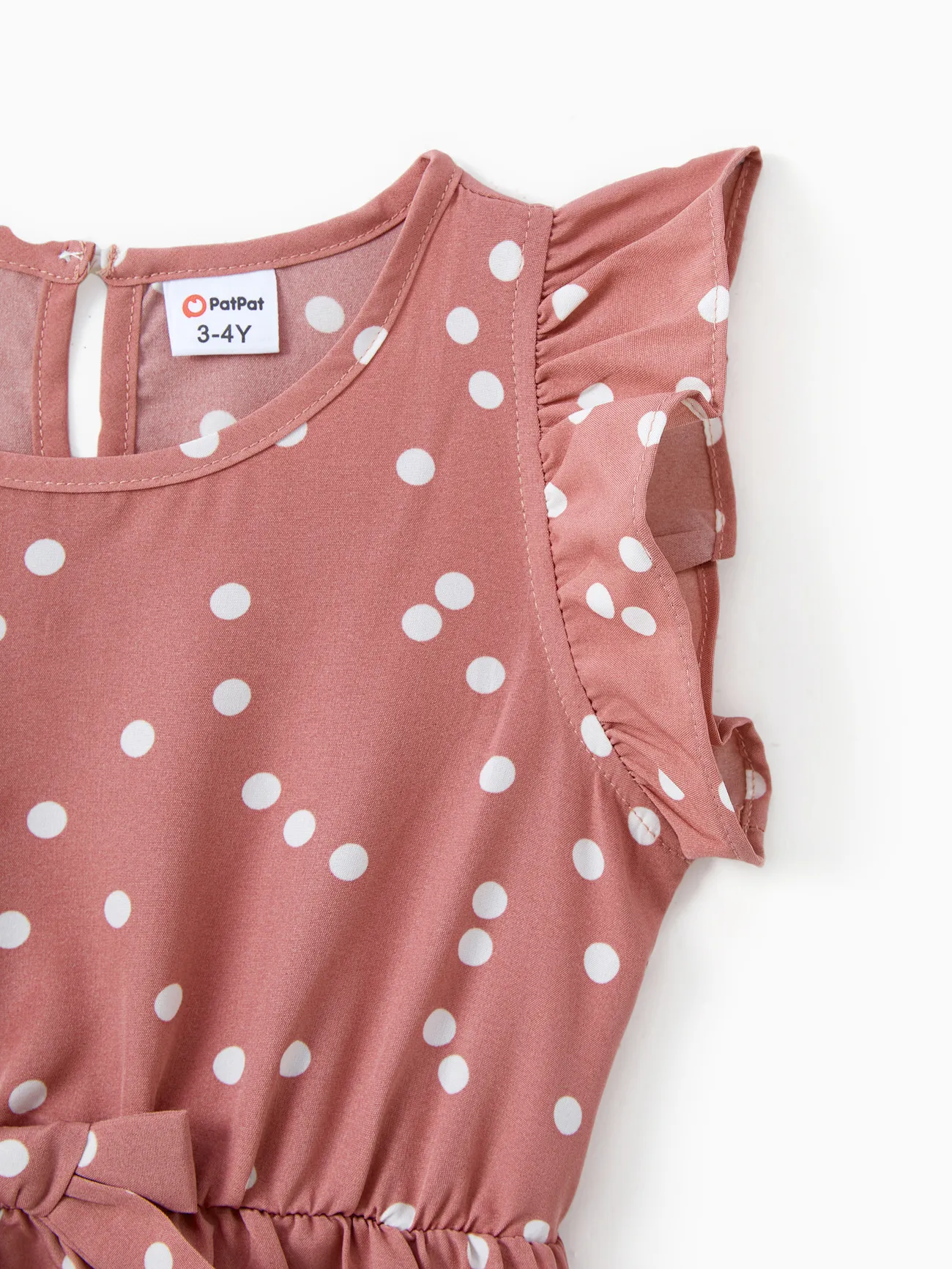 Girl - Mommy and Me Outfits – Mother-Daughter Matching Dresses with Dots (Pink, V-Neck, Ruffle) - PinkyWhite - image 11