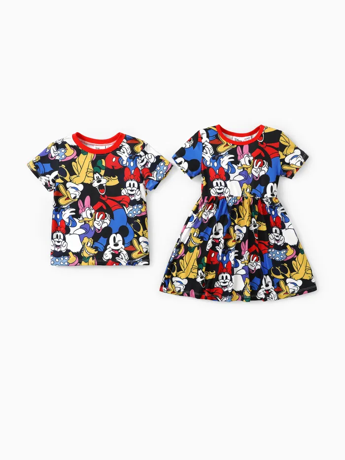 Disney Mickey e Amigos 1pc Criança / Crianças Menina / Menino Naia™ Personagem All-over Graffiti Print Dress/T-shirt