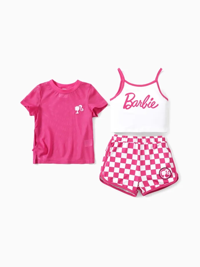 Barbie 3pc Toddler/Kids Girls Sporty Checkered/Plaid Set