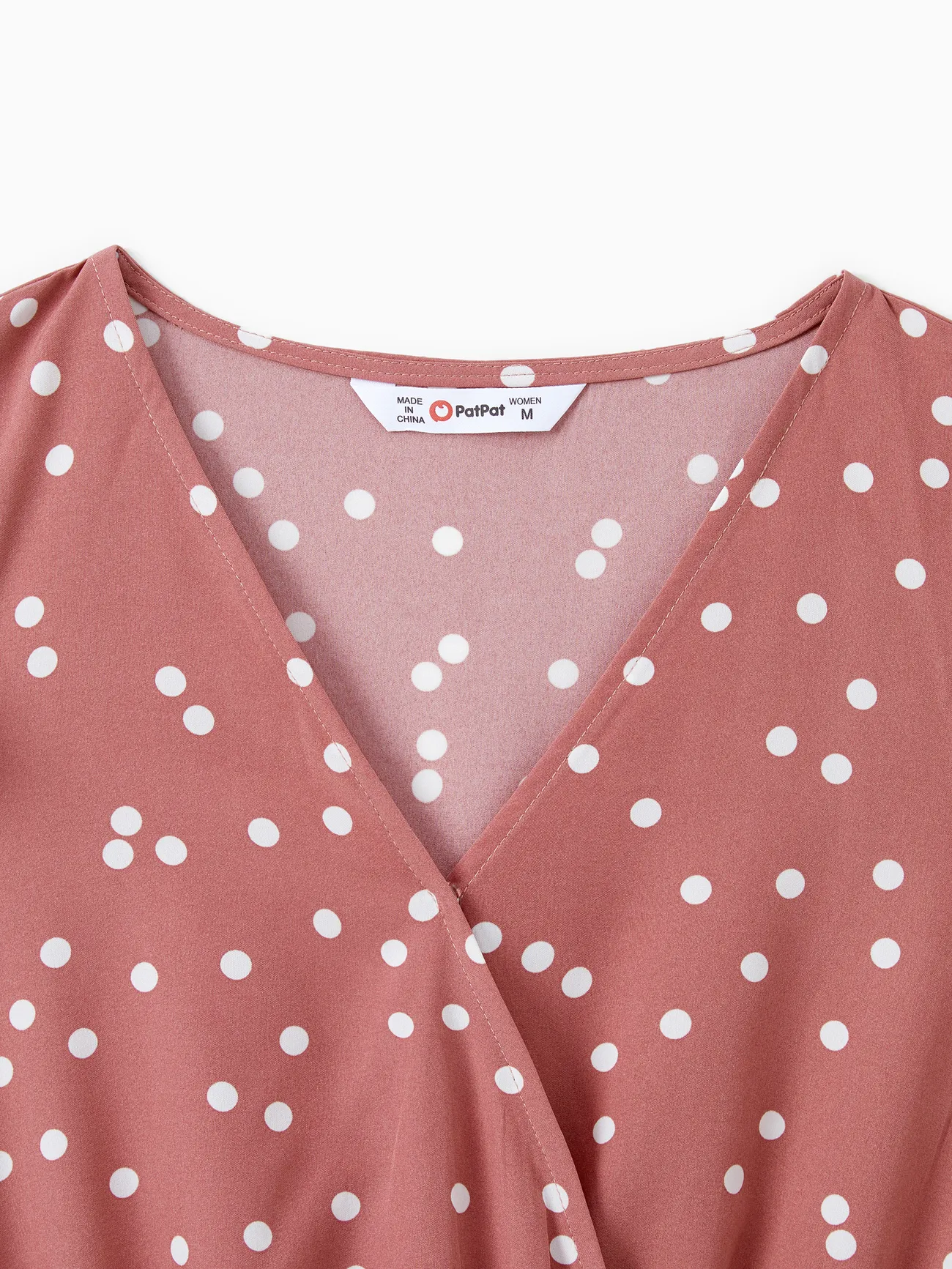 Women - Mommy and Me Outfits – Mother-Daughter Matching Dresses with Dots (Pink, V-Neck, Ruffle) - PinkyWhite - image 5