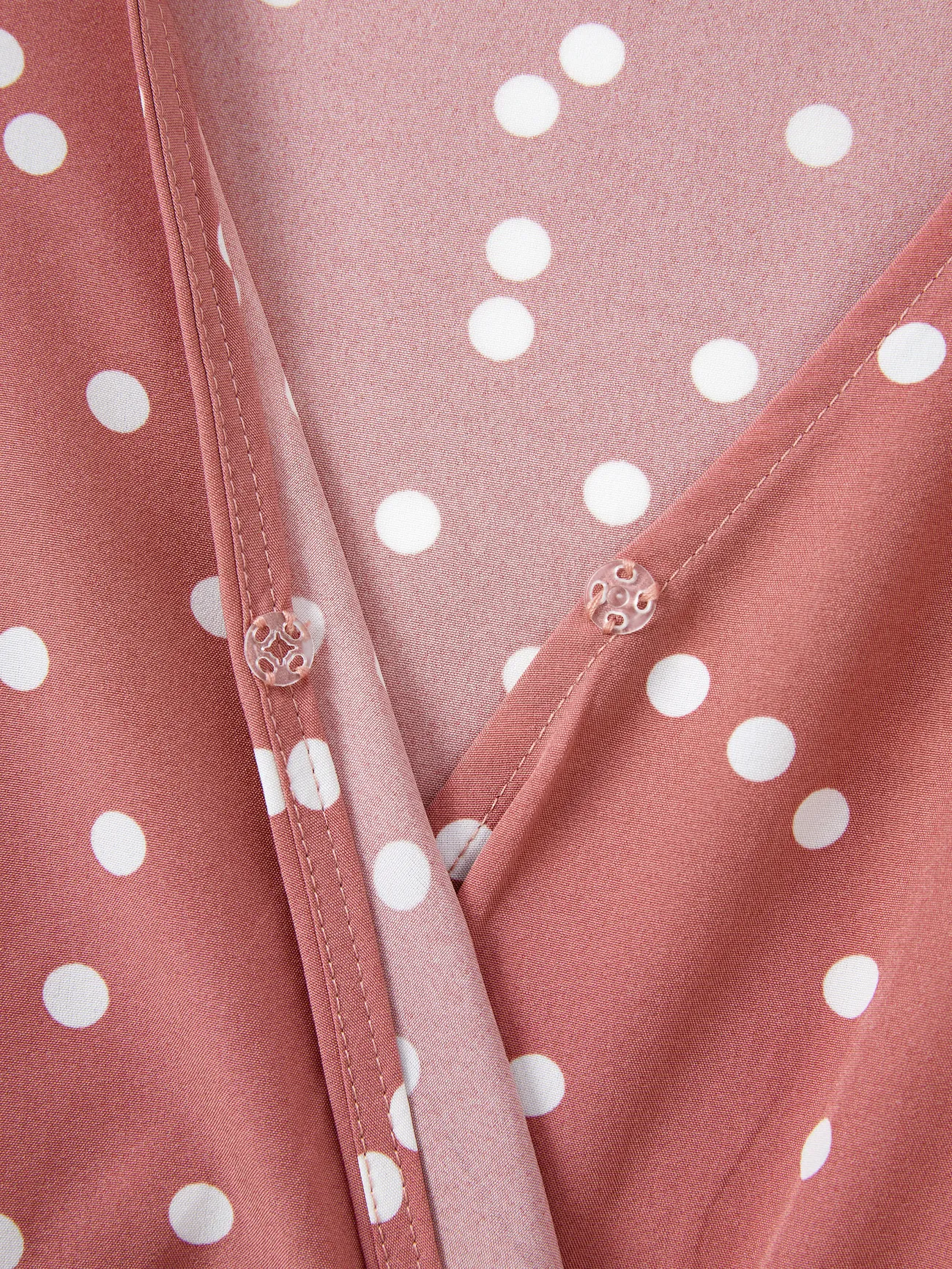 Women - Mommy and Me Outfits – Mother-Daughter Matching Dresses with Dots (Pink, V-Neck, Ruffle) - PinkyWhite - image 6