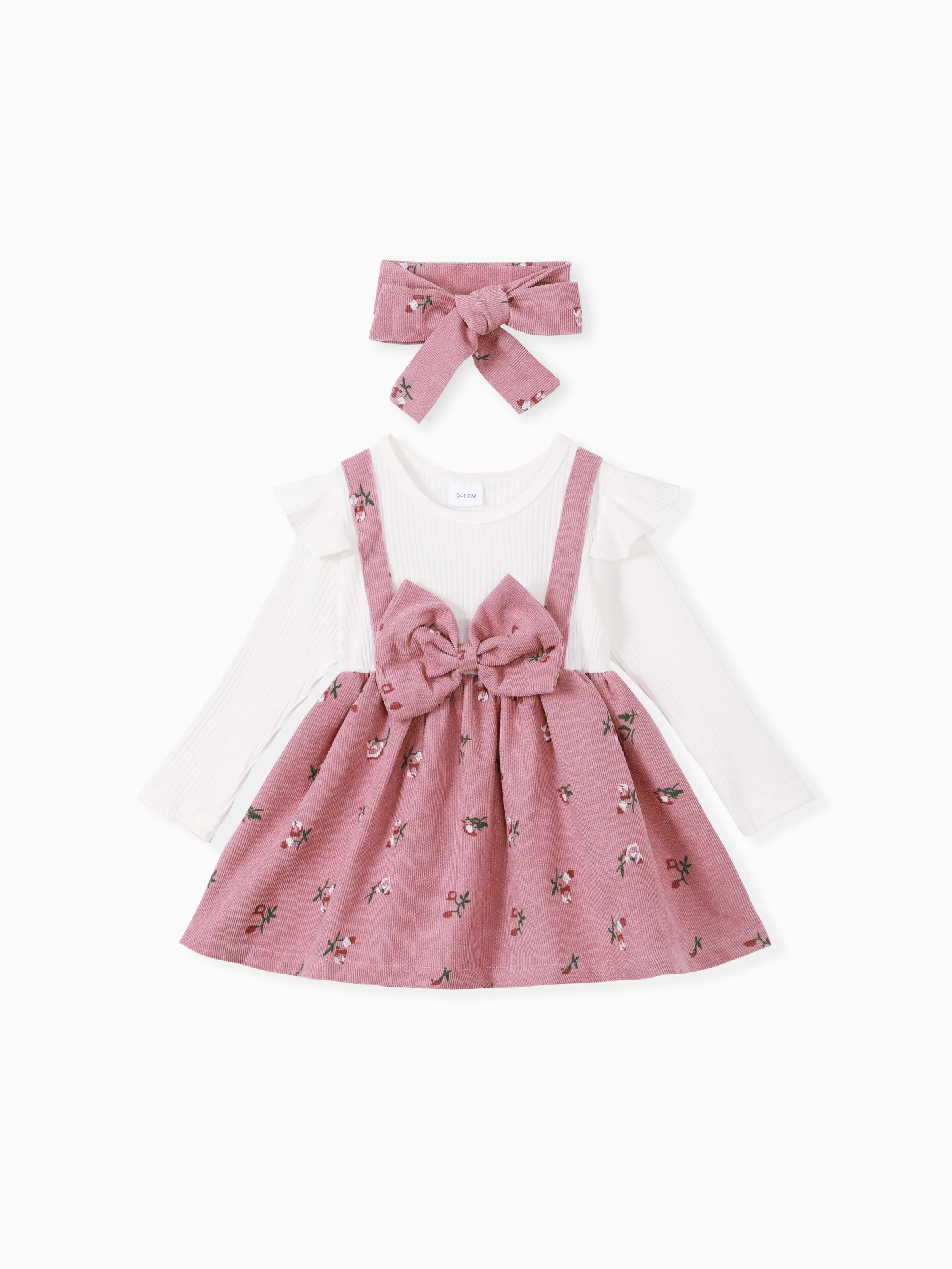 

2pcs Baby Girl Floral Print Combo Dress with Headband Set