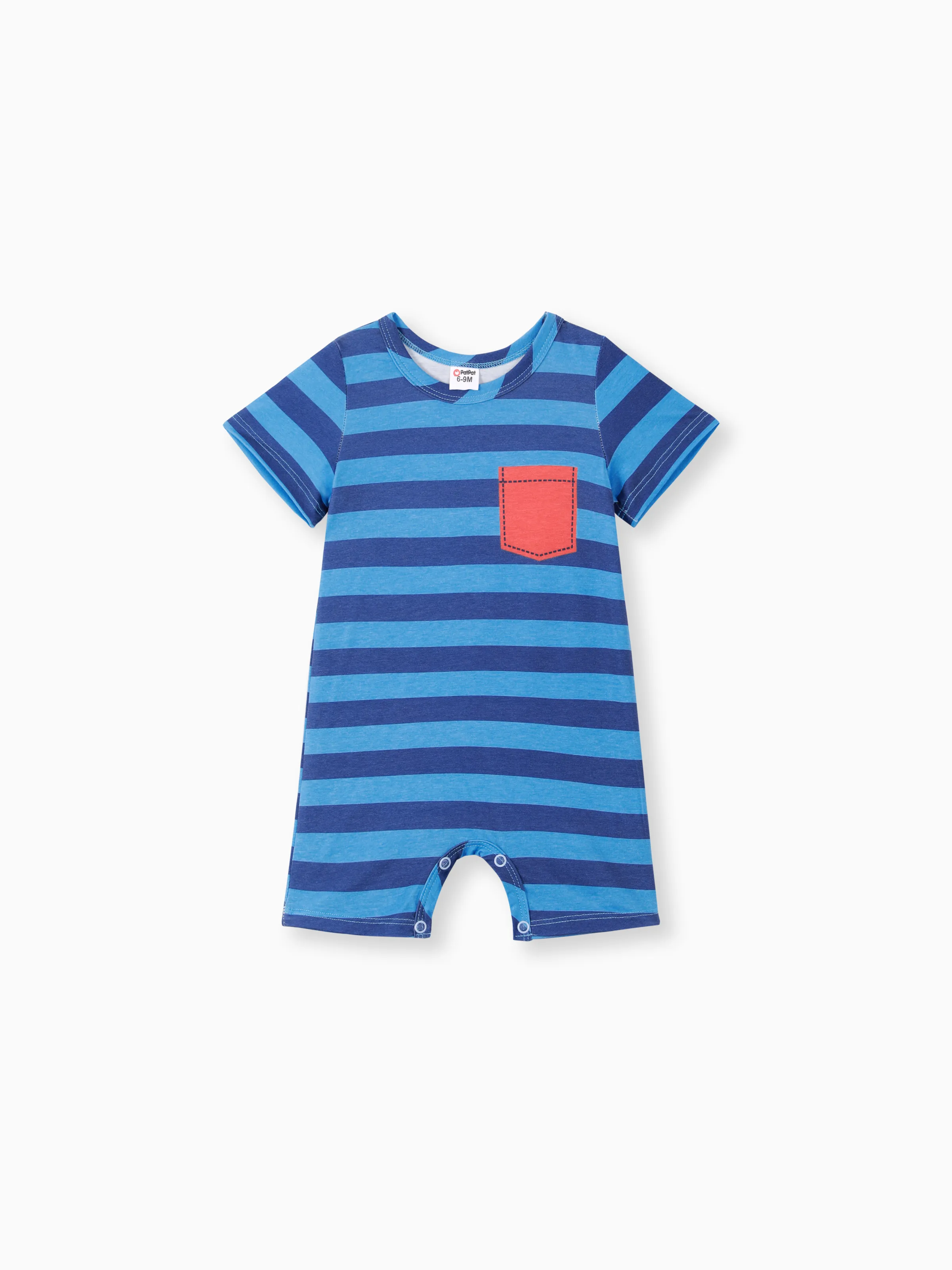

Baby Boy Stripe/Dinosaur Print Short-sleeve Romper