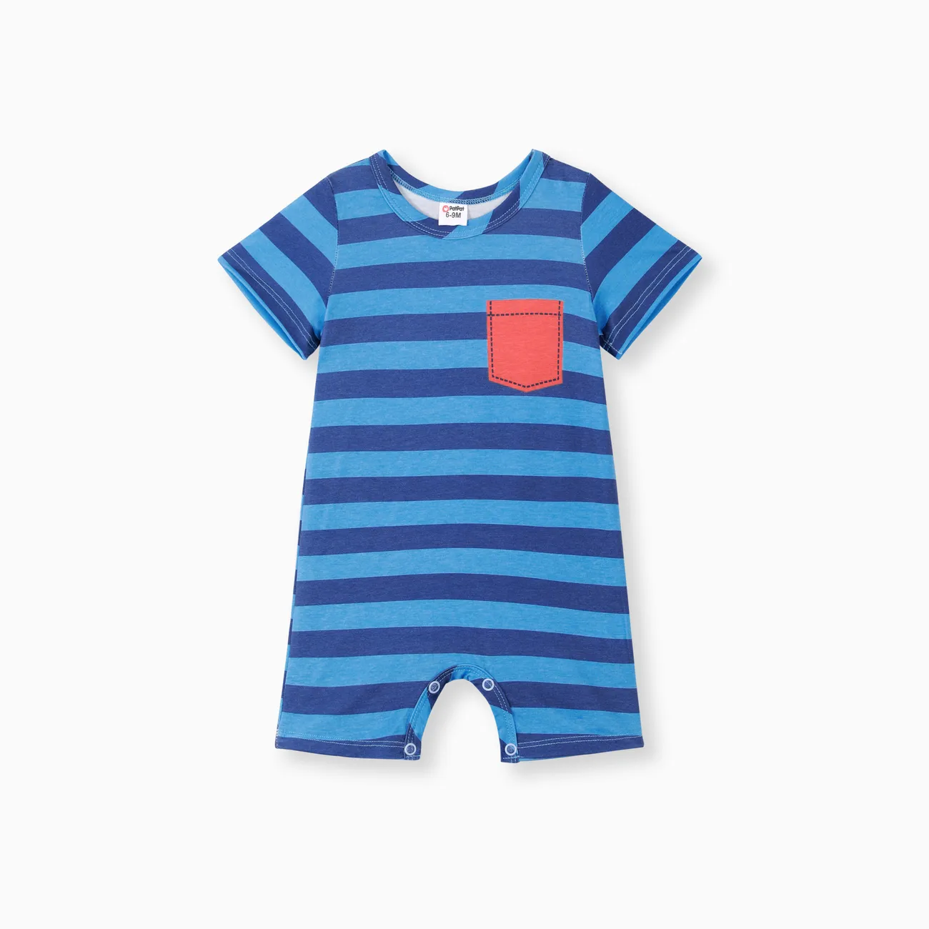 Baby Boy Stripe/Dinosaur Print Short-sleeve Romper