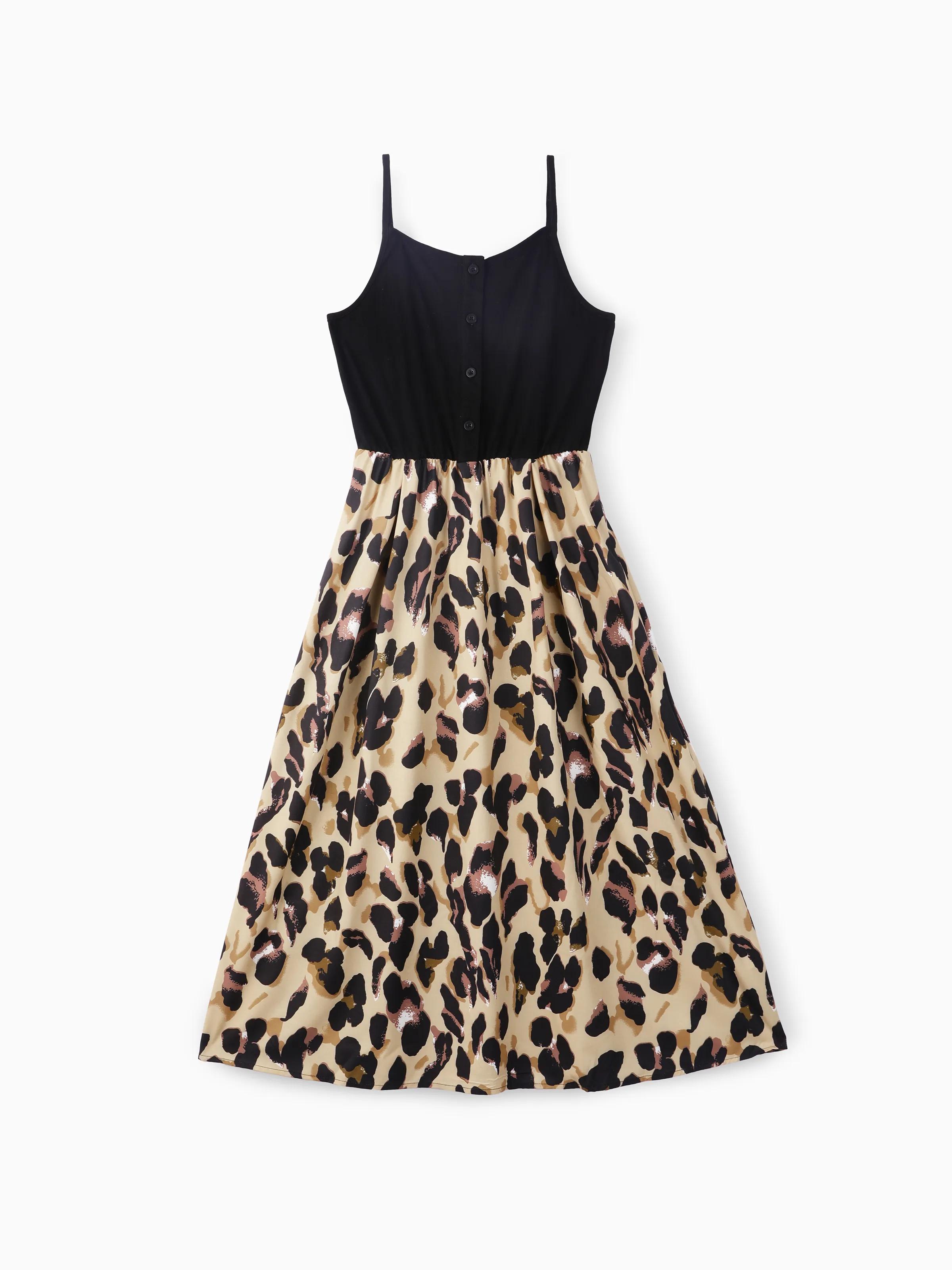 

Leopard Print Splice Black Sling Dresses for Mommy and Me