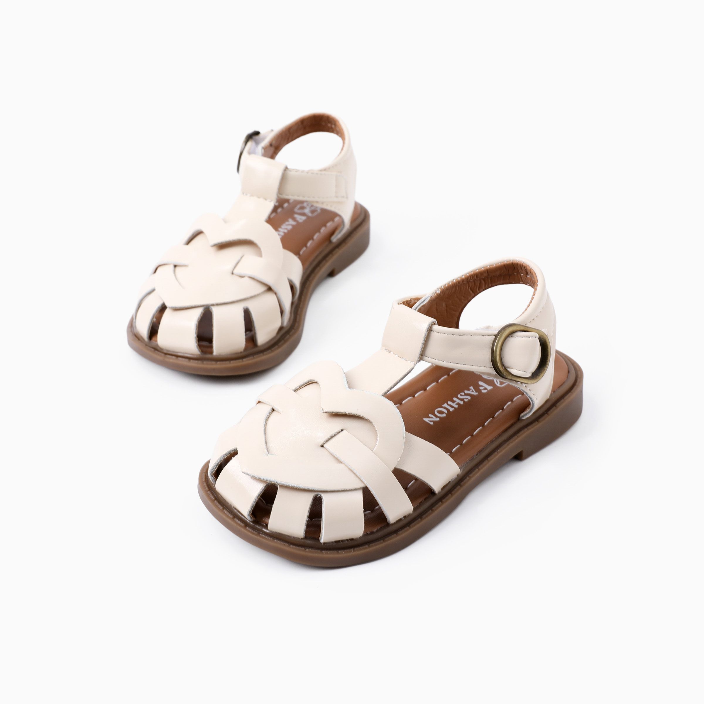 

Toddler/Kid Girl Casual Style Velcro Heart-Shaped Leather Sandals