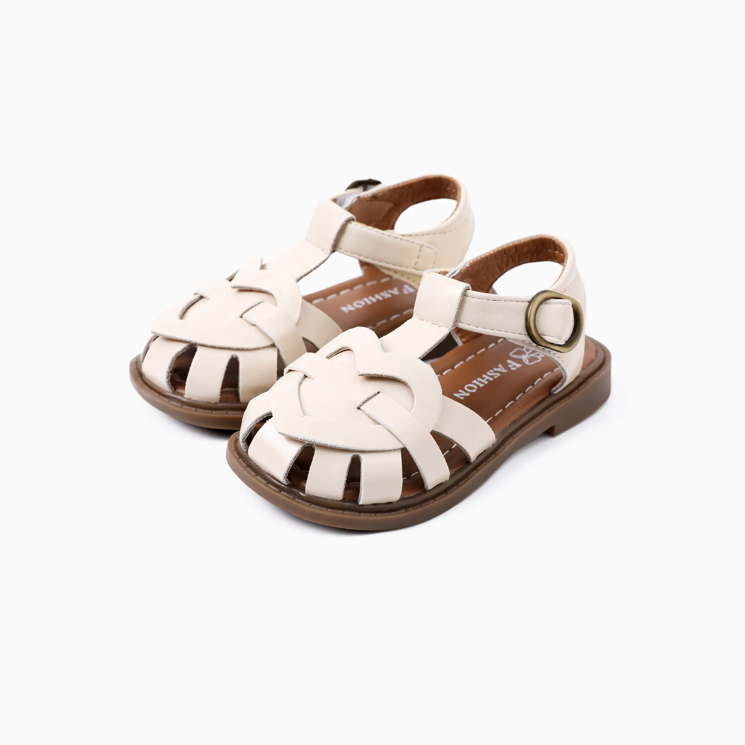 Niño pequeño / niña Estilo casual velcro en forma de corazón Sandalias de cuero 