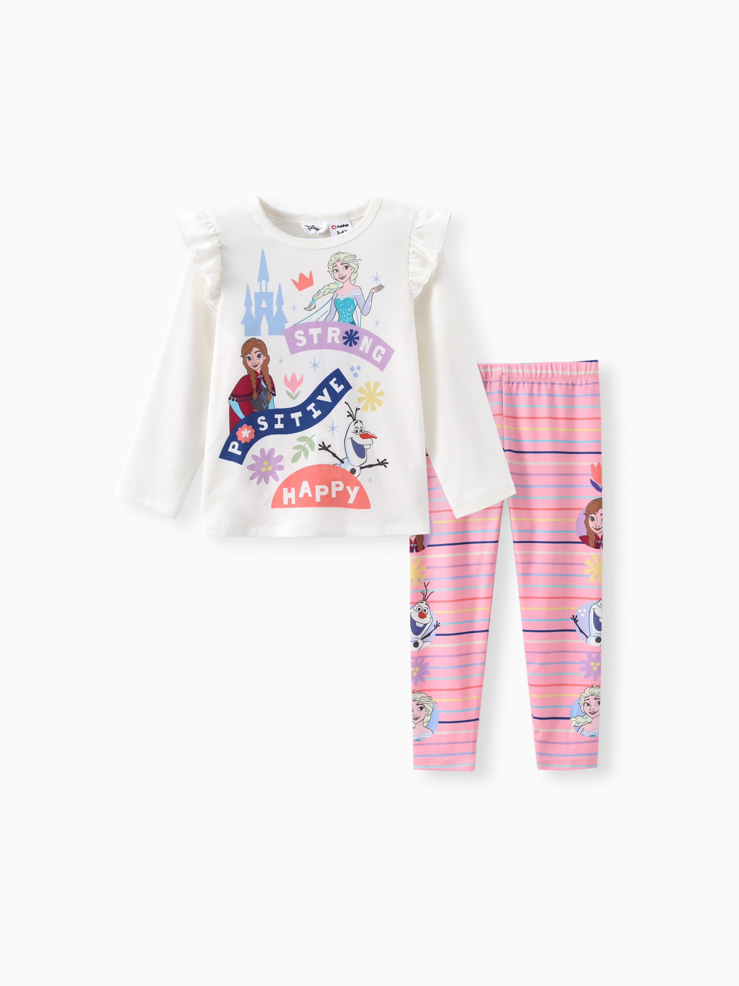 

Disney Frozen Toddler Girls Elsa/Anna 2pcs Naia™ Floral Striped Flutter-sleeve Top with Leggings Set