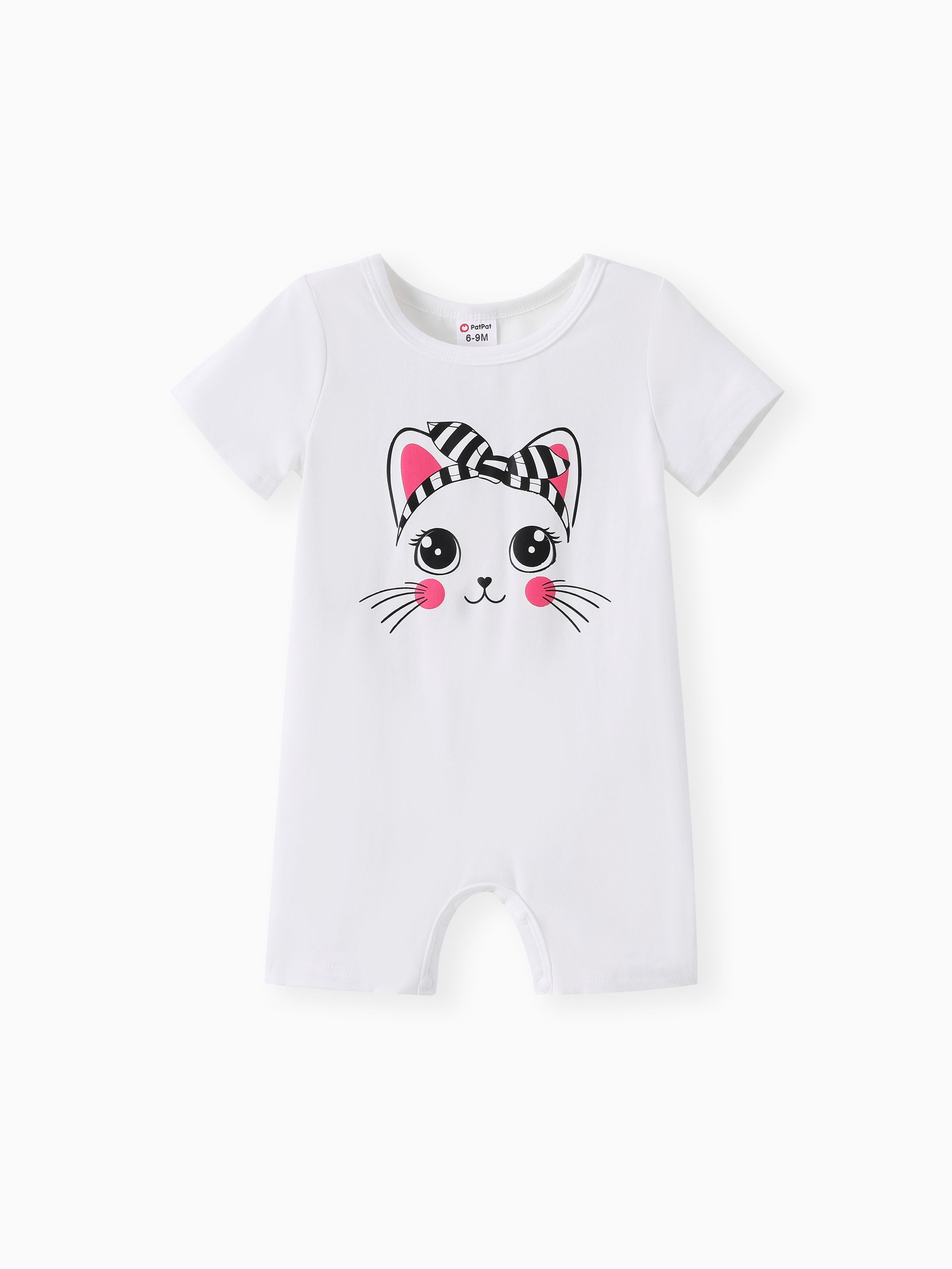 

Baby Girl Rabbit Print Short-sleeve Romper