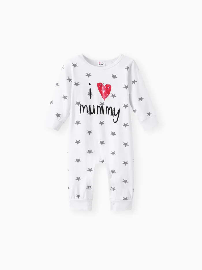 Baby Boy/Girl 95% Cotton Long-sleeve Love Heart Letter Print Stars/Striped Jumpsuit