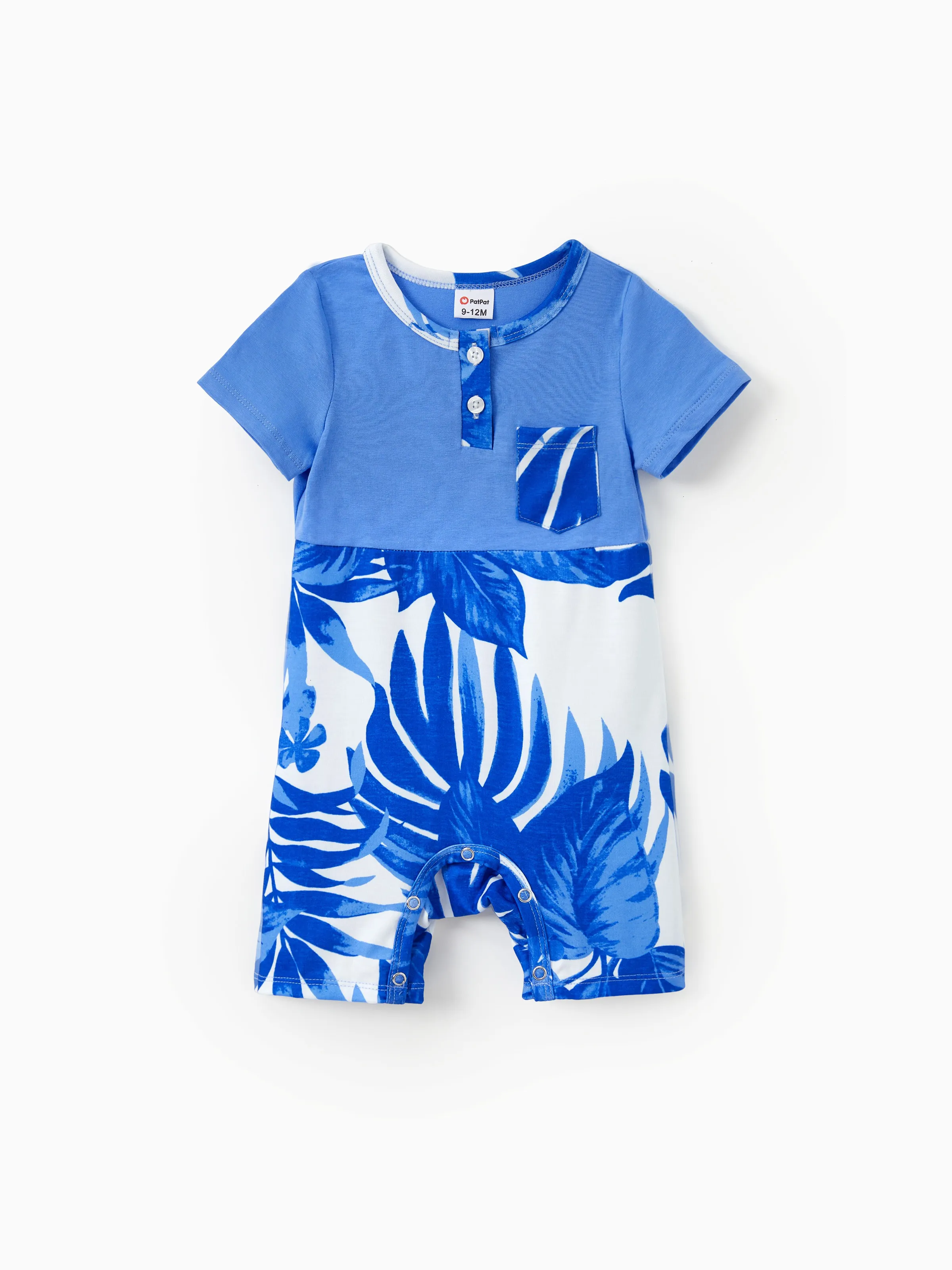 

Family Matching Sets Blue Tropical Floral Panel Tee or Ruffle Neck Cross Back High-Low Strap Dress