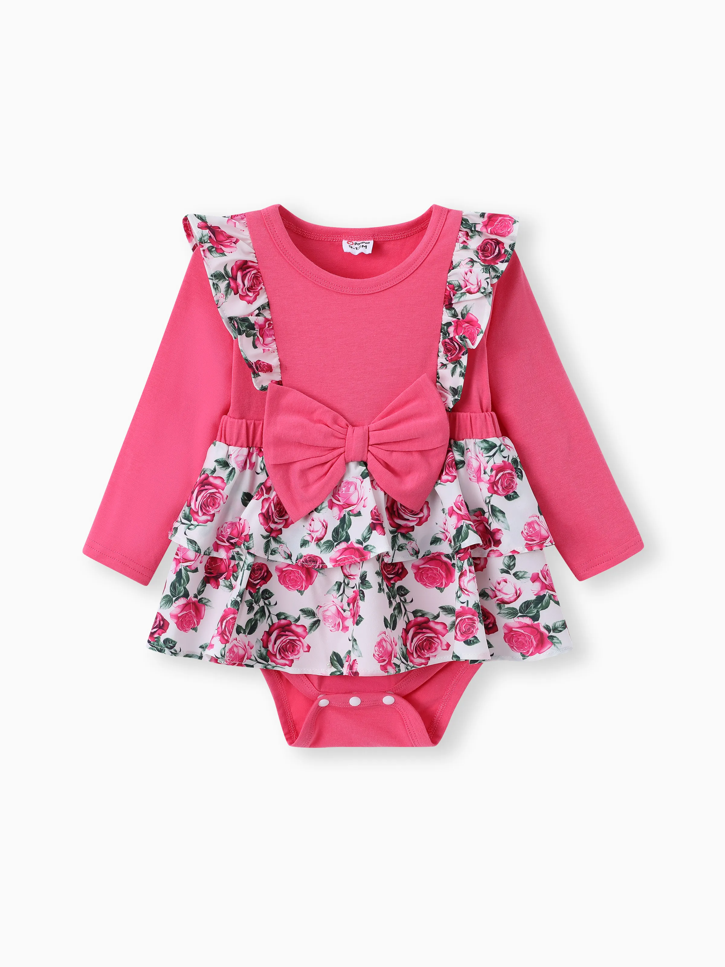 

Baby Girl 2pcs Sweet Floral Print Ruffled Romper