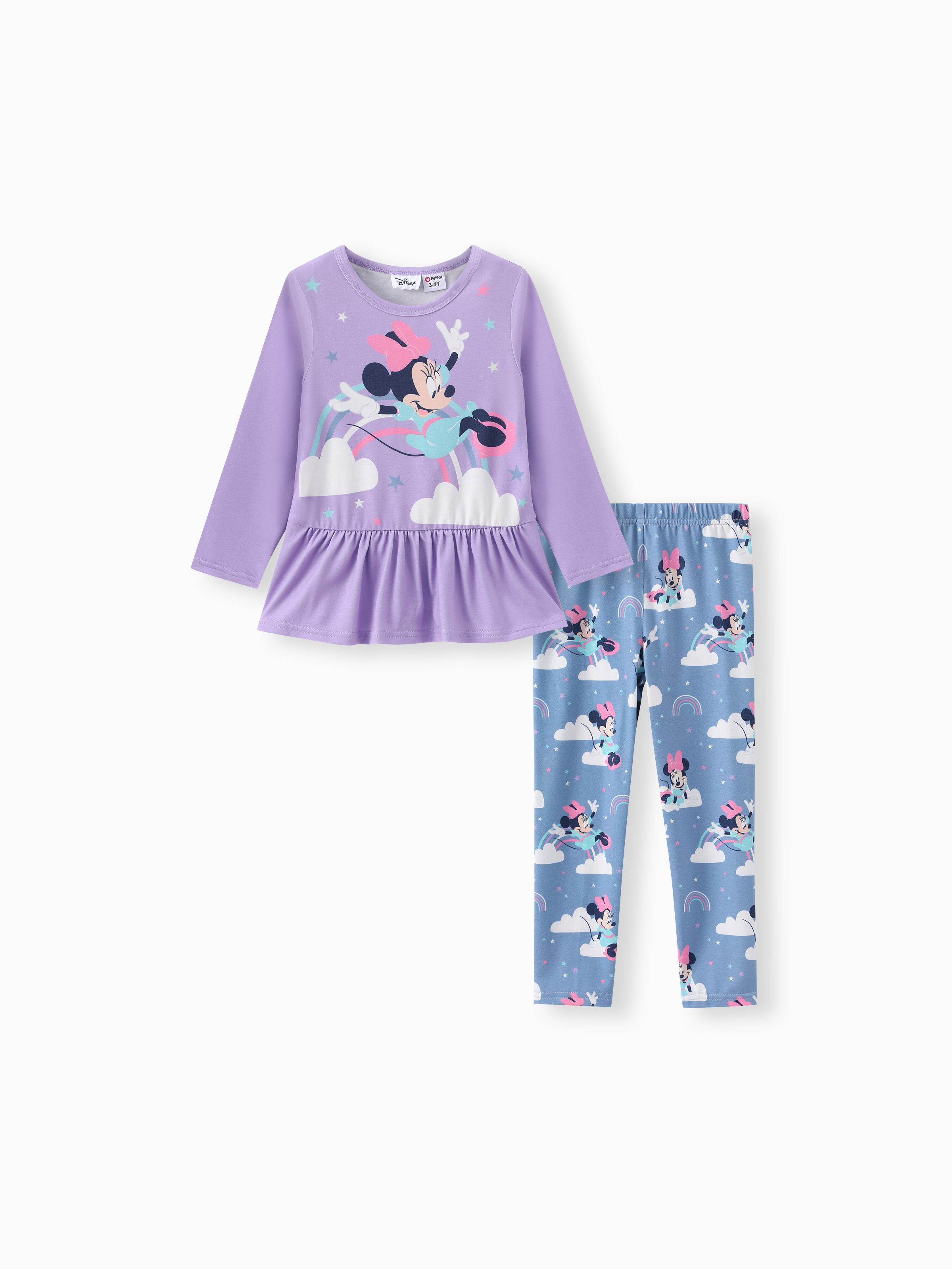 

Disney Mickey and Friends Toddler Girls 2pcs Naia™ Floral Ruffle-hem Top with Leggings Set