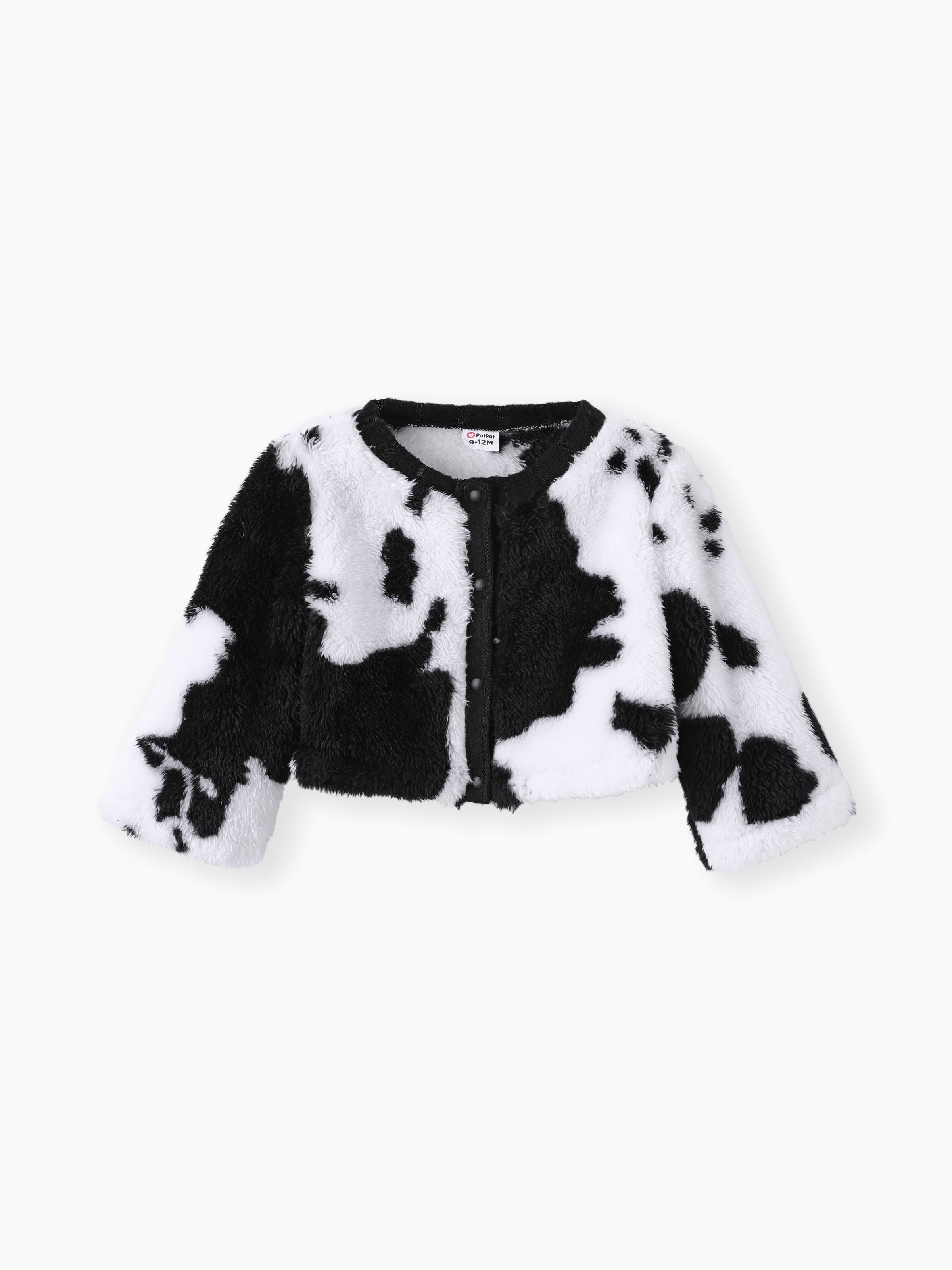 Baby Girl 2pcs Cow Pattern Fleece Jacket and Dress Set Only CAD 29.63 PatPat CA Mobile
