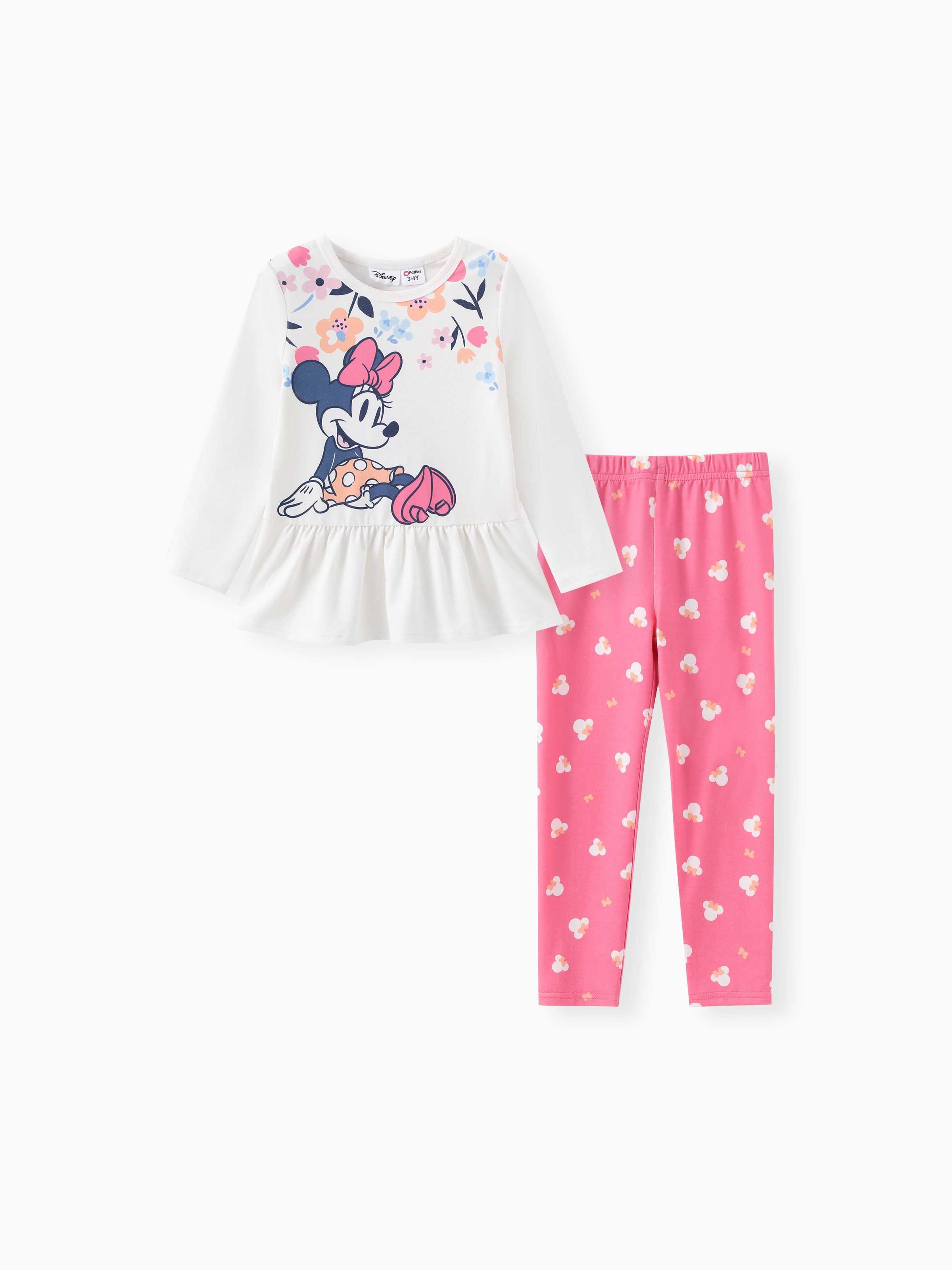 

Disney Mickey and Friends Toddler Girls 2pcs Naia™ Floral Ruffle-hem Top with Leggings Set