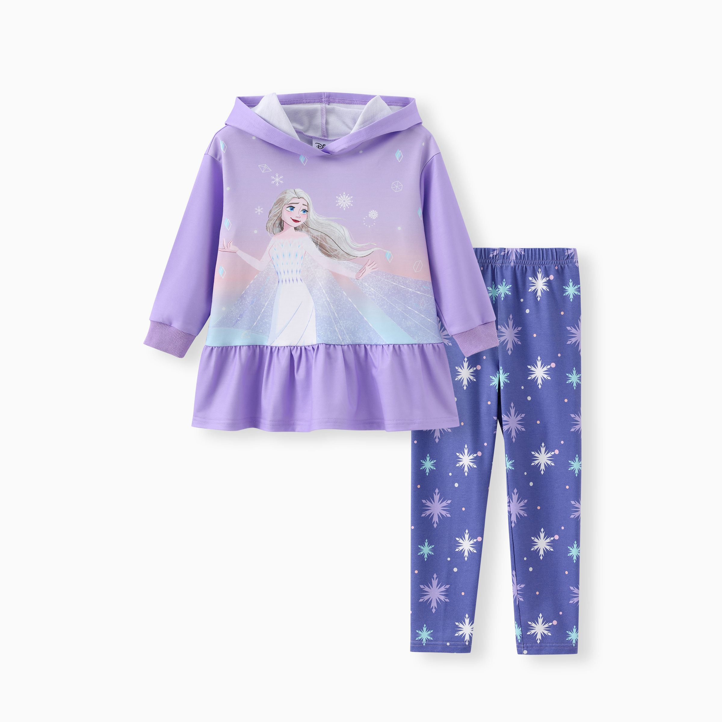 

Disney Frozen Toddler Girls 2pcs Elsa Character Print Hooded Long-sleeve Peplum Sweatshirt And Naia™ Snowflake All-over Print Leggings Set