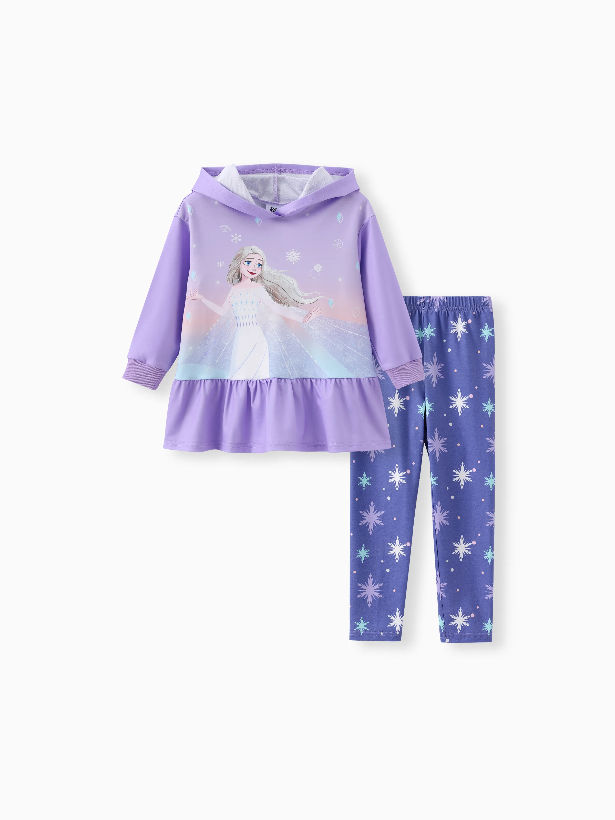 

Disney Frozen Toddler Girls 2pcs Elsa Hooded Long-sleeve Peplum Sweatshirt And Naia™ Snowflake All-over Print Leggings Set