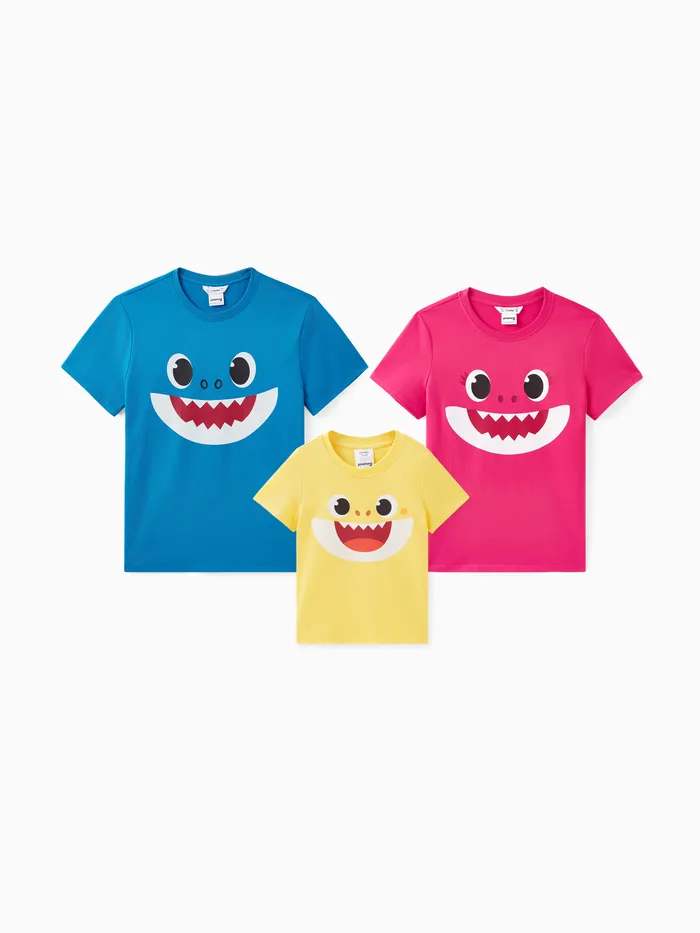 camiseta de manga corta con estampado de tiburón de 100 % algodón a juego de la familia de tiburones bebé