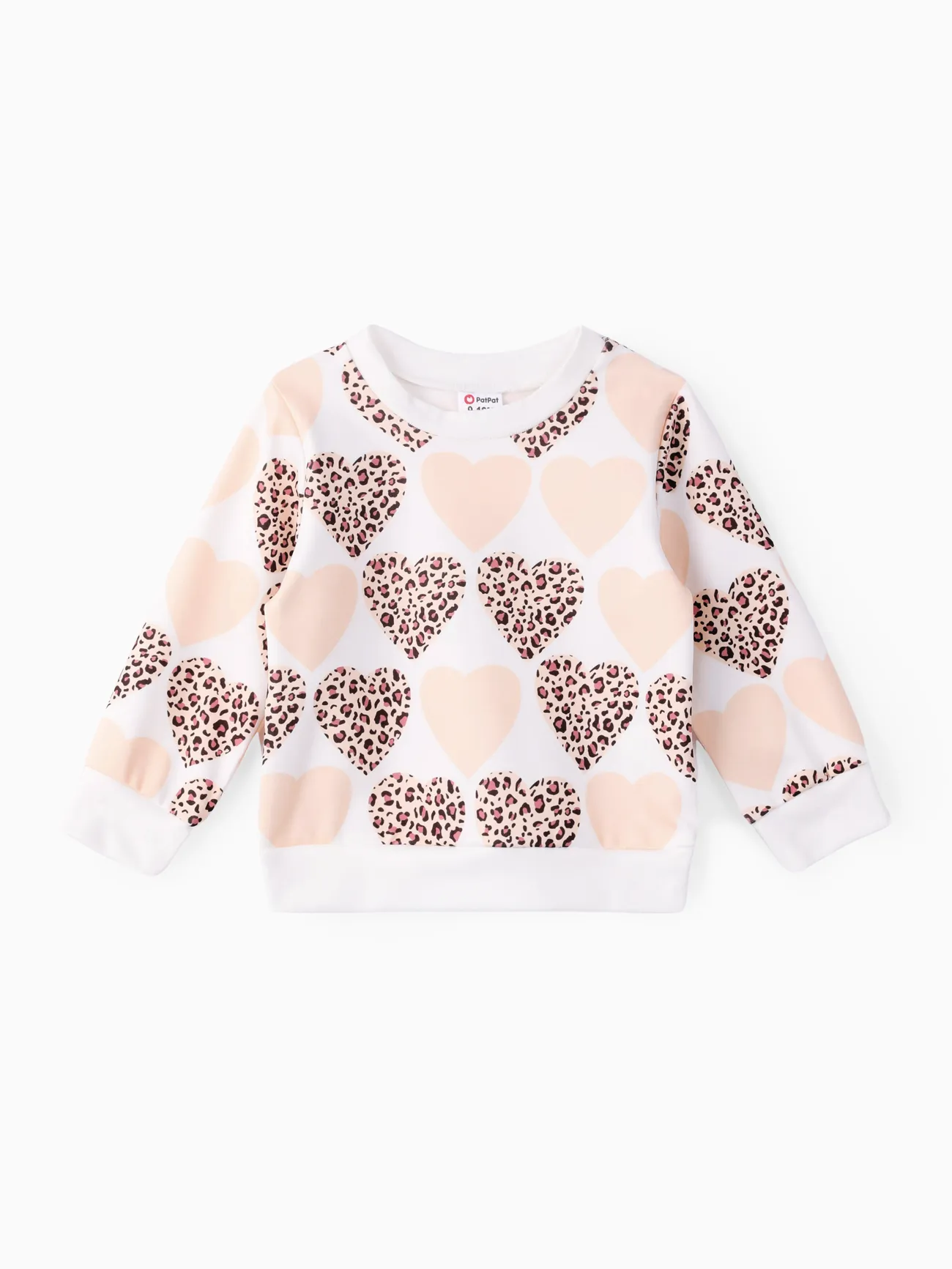 

Baby Girl Allover Leopard Heart Print Long-sleeve Sweatshirt