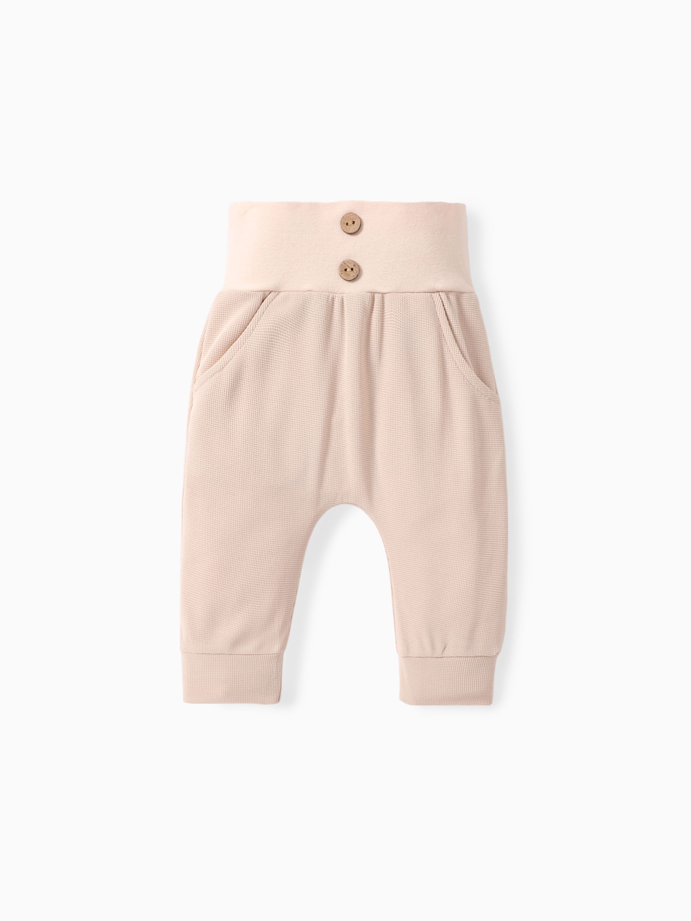 

Baby Boy/Girl Solid Waffle Textured High Waist Pants