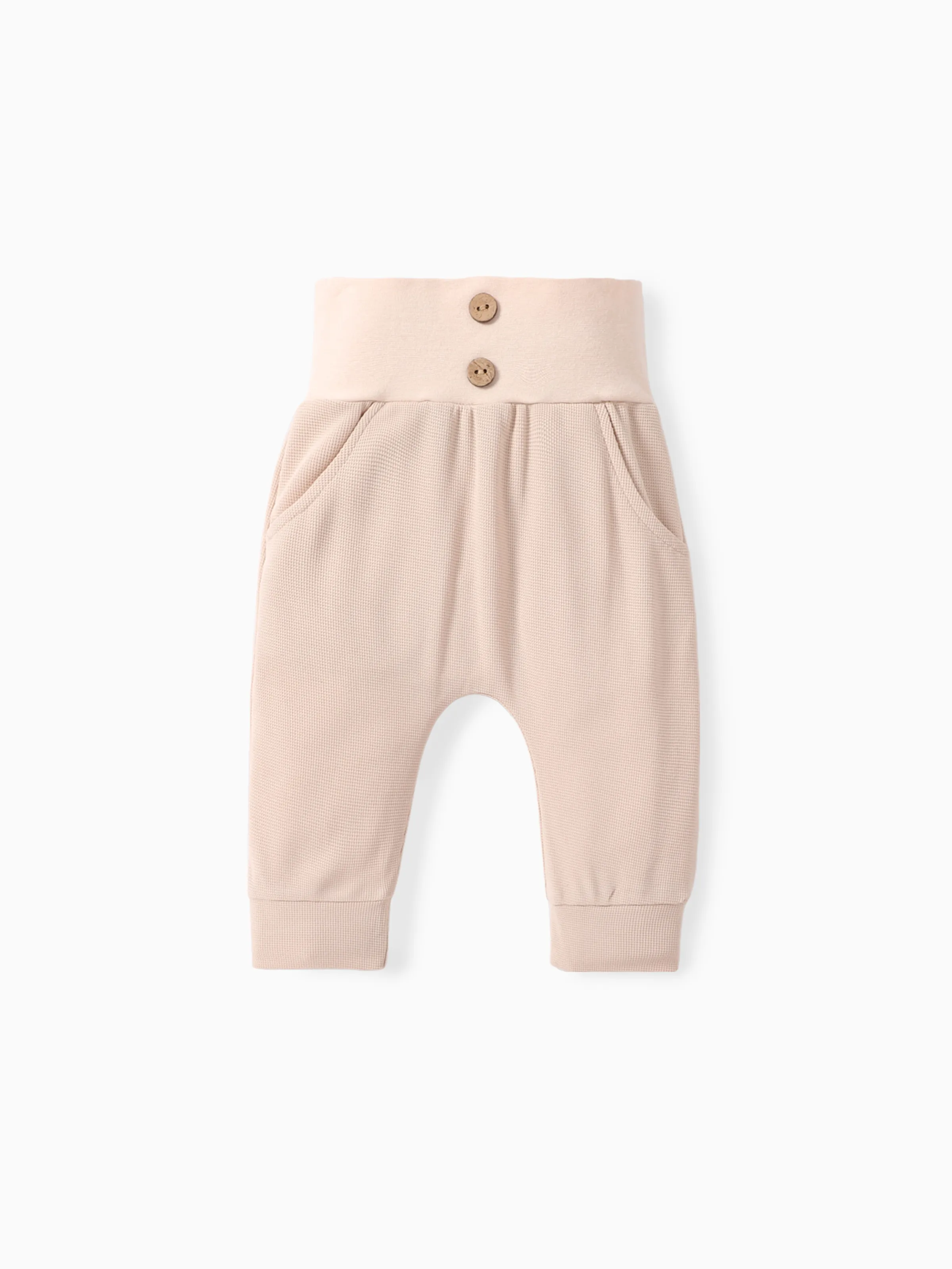 

Baby Boy/Girl Solid Waffle Textured High Waist Pants