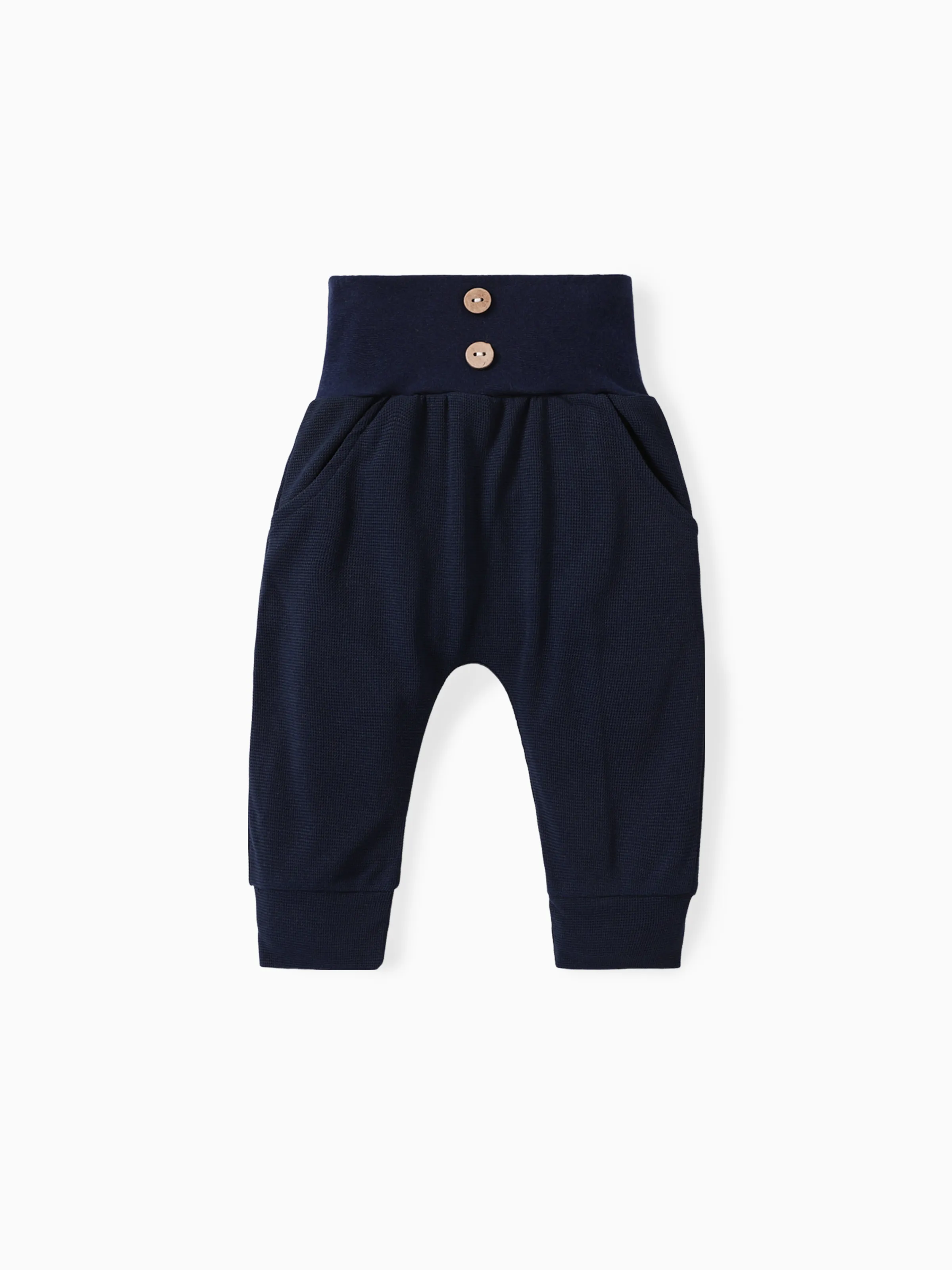 

Baby Boy/Girl Solid Waffle Textured High Waist Pants