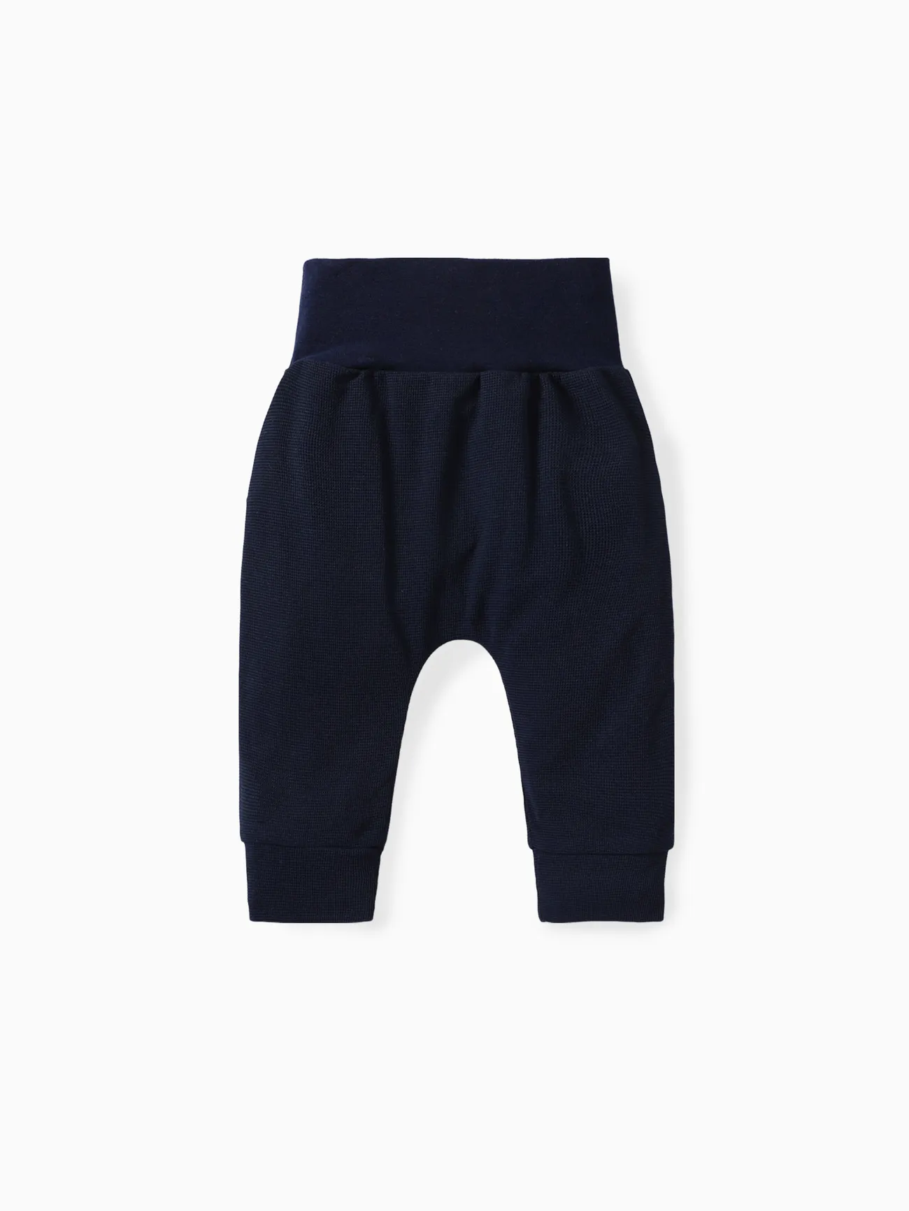 Tibetanblue - Baby Boy/Girl Solid Waffle Textured High Waist Pants - image 2