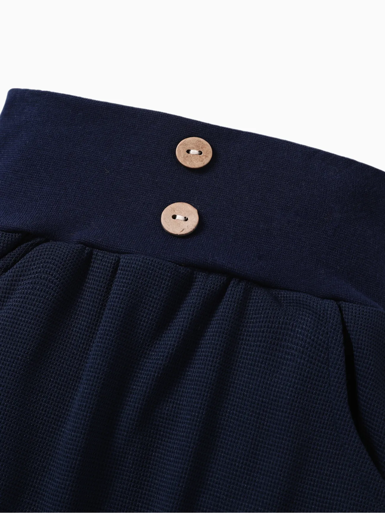 Tibetanblue - Baby Boy/Girl Solid Waffle Textured High Waist Pants - image 3