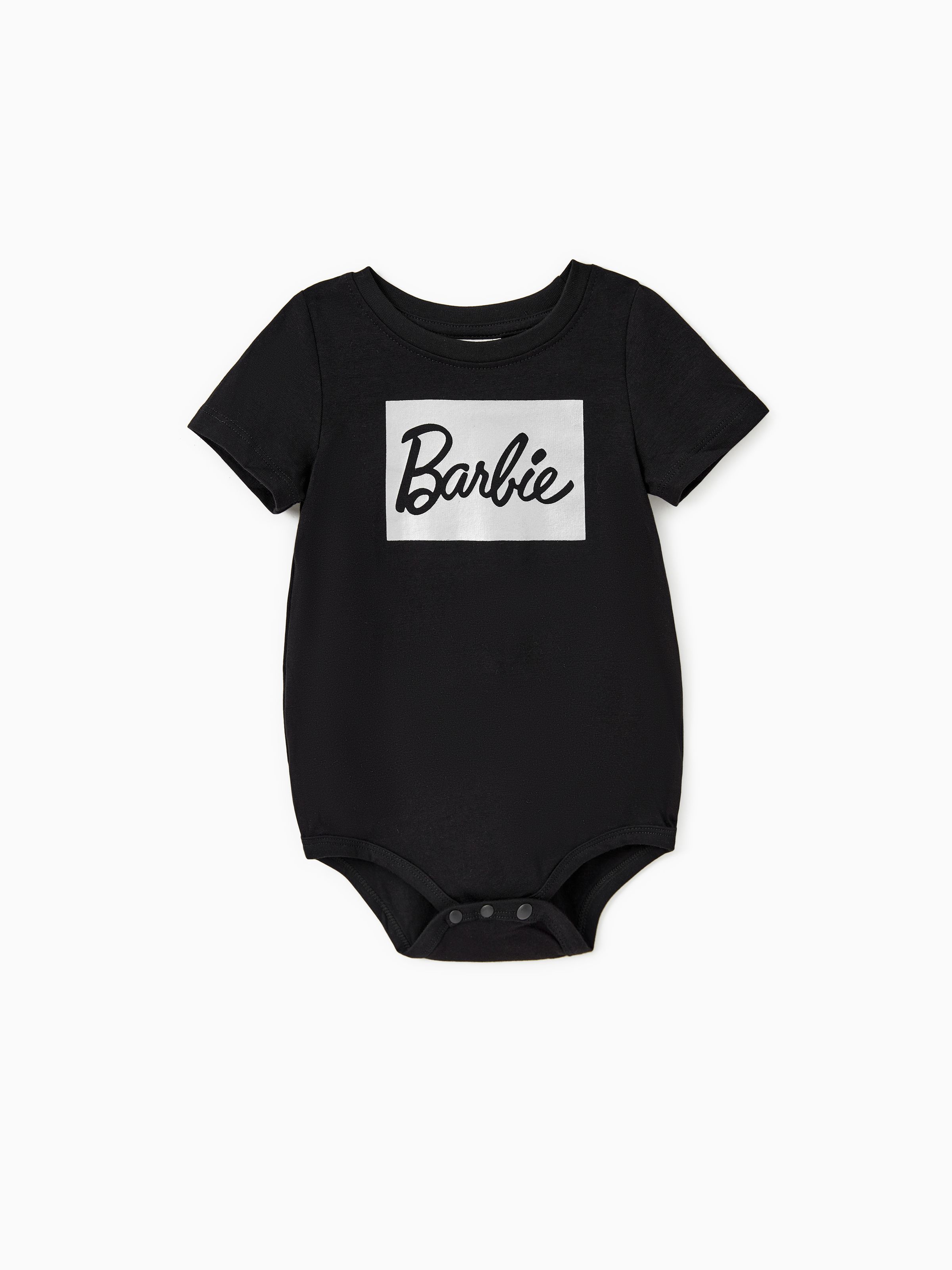 

Barbie Mommy and Me Black Cotton Short-sleeve Letter Print Bodycon T-shirt Dresses