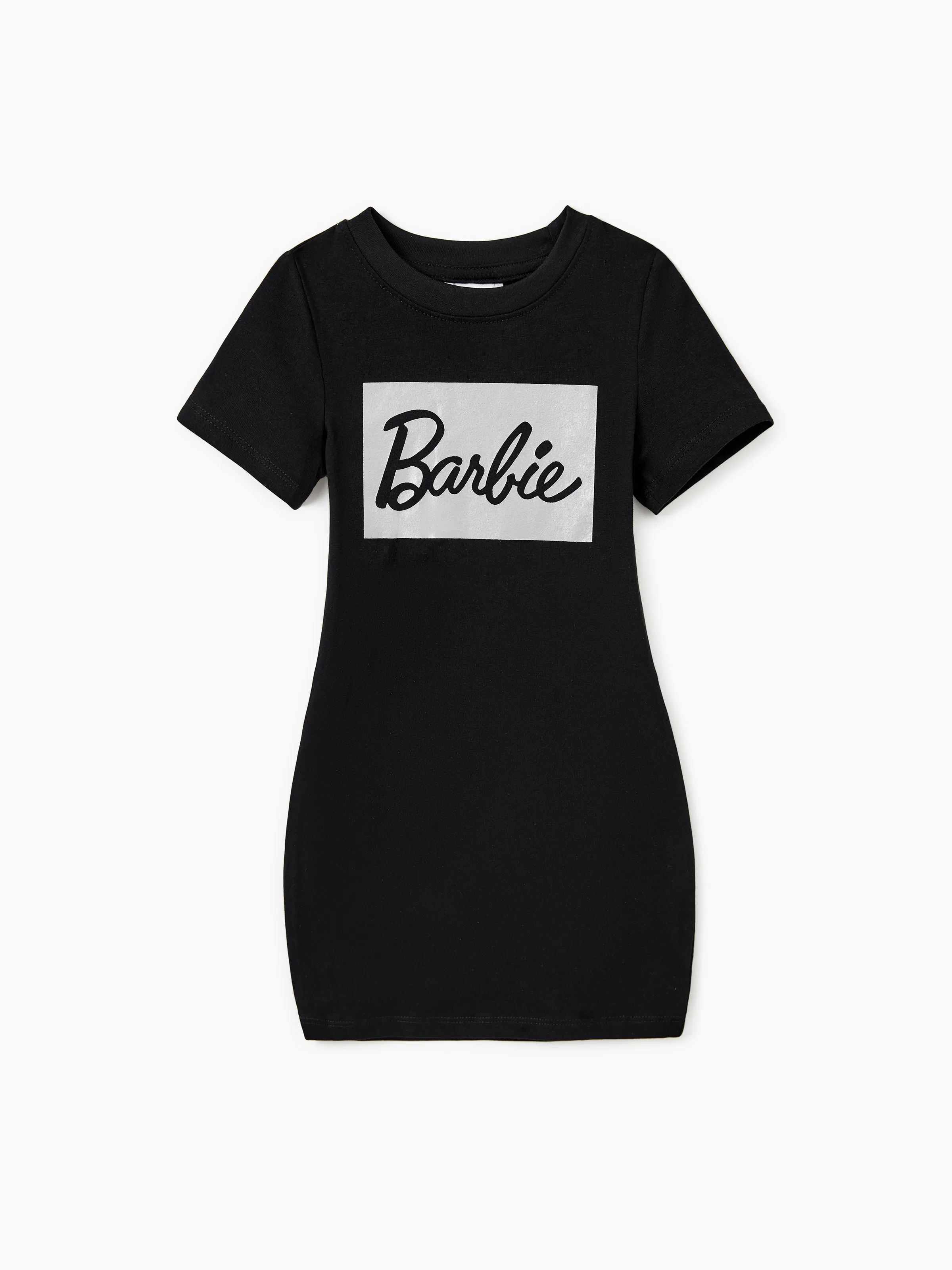 

Barbie Mommy and Me Black Cotton Short-sleeve Letter Print Bodycon T-shirt Dresses