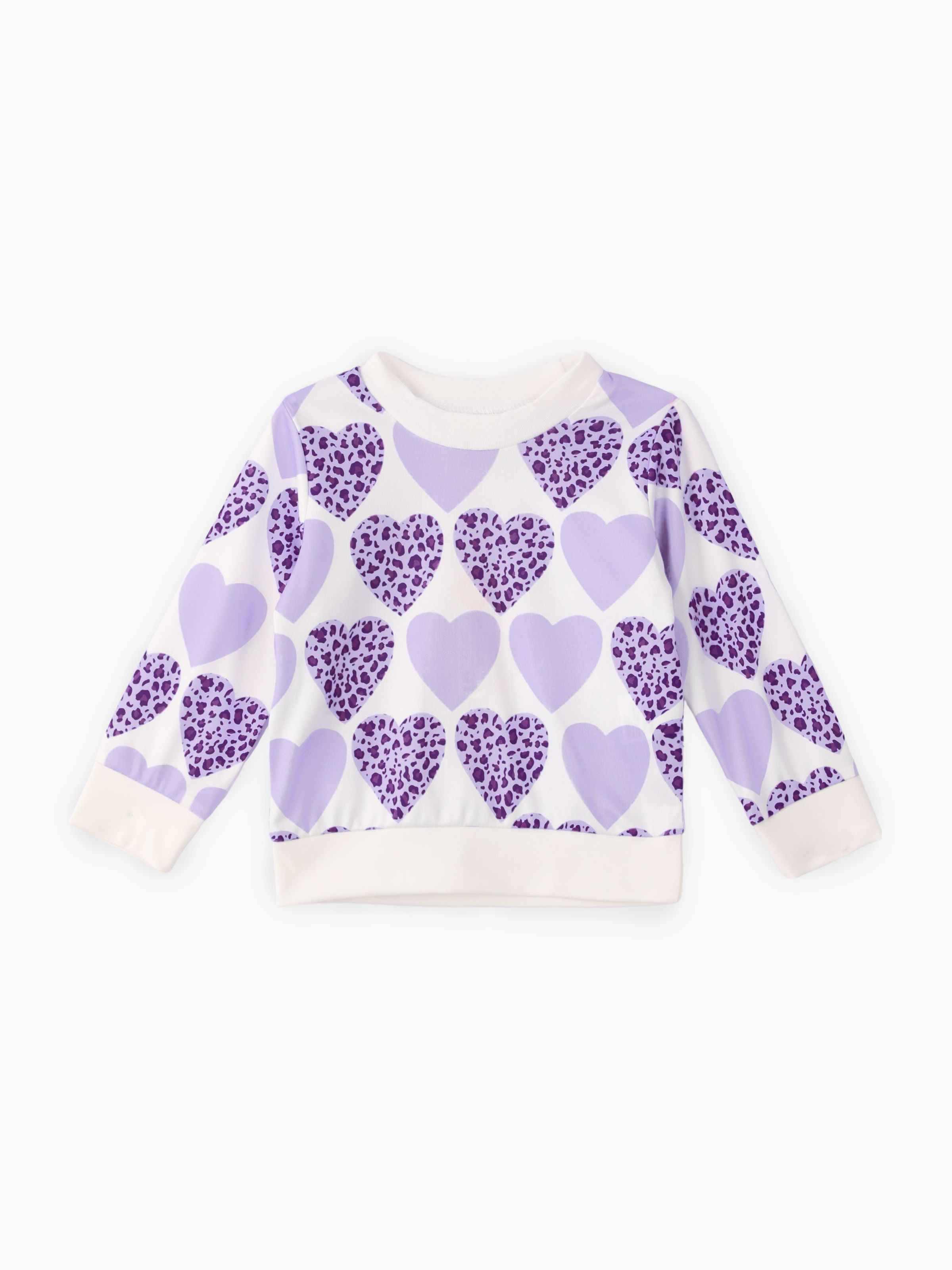 

Baby Girl Allover Leopard Heart Print Long-sleeve Sweatshirt