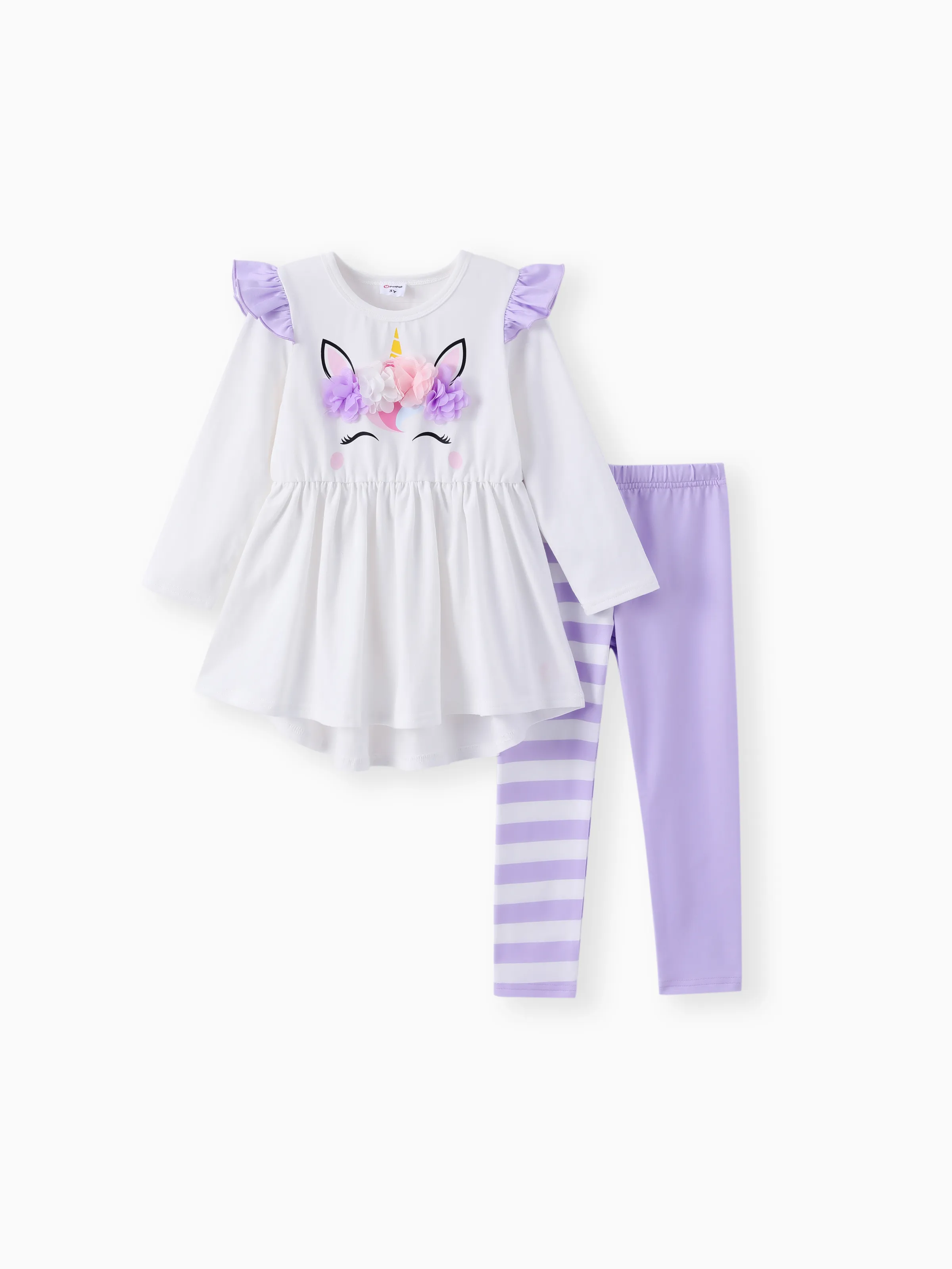 

Toddler Girl 2pcs Unicorn Ruffled Top and Leggings Set