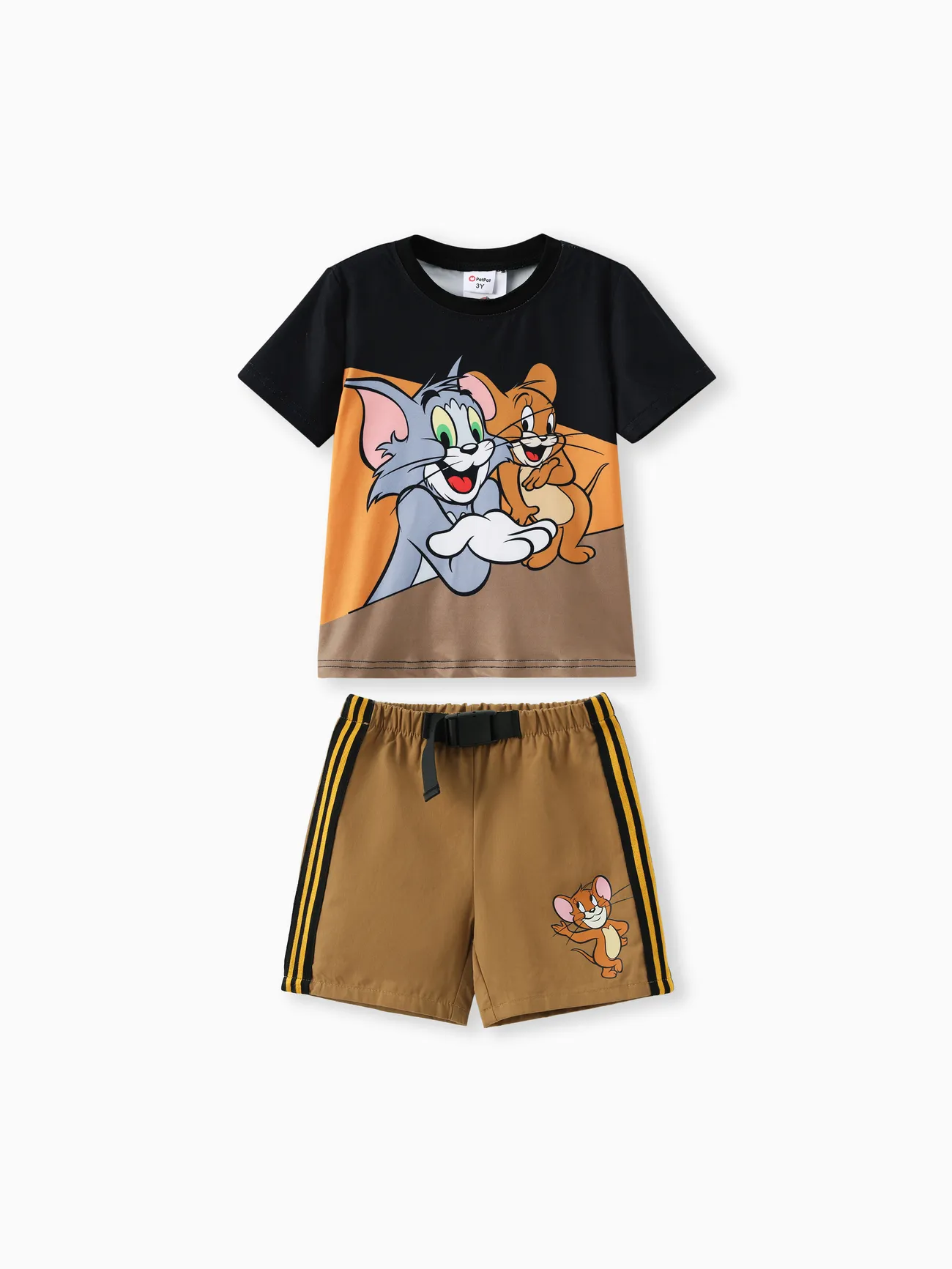 Tom et Jerry Toddler Boy 2pcs Character Print Tee avec Ensemble de shorts en coton