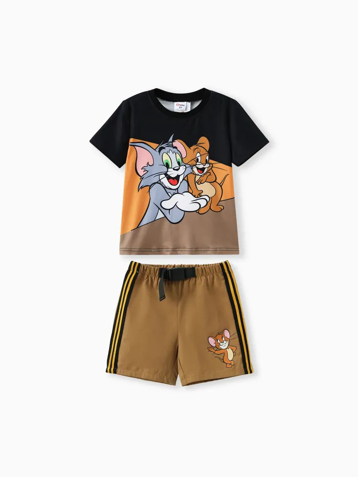 Tom and Jerry Toddler Boy 2pcs Character Print Tee with Cotton Shorts Set