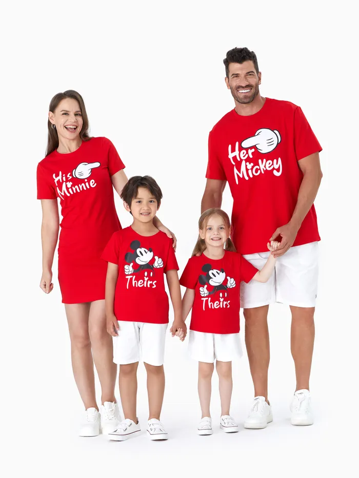 Disney Mickey and Friends Family Matching Funny Gesture Cotton T-shirt/Dress/Romper