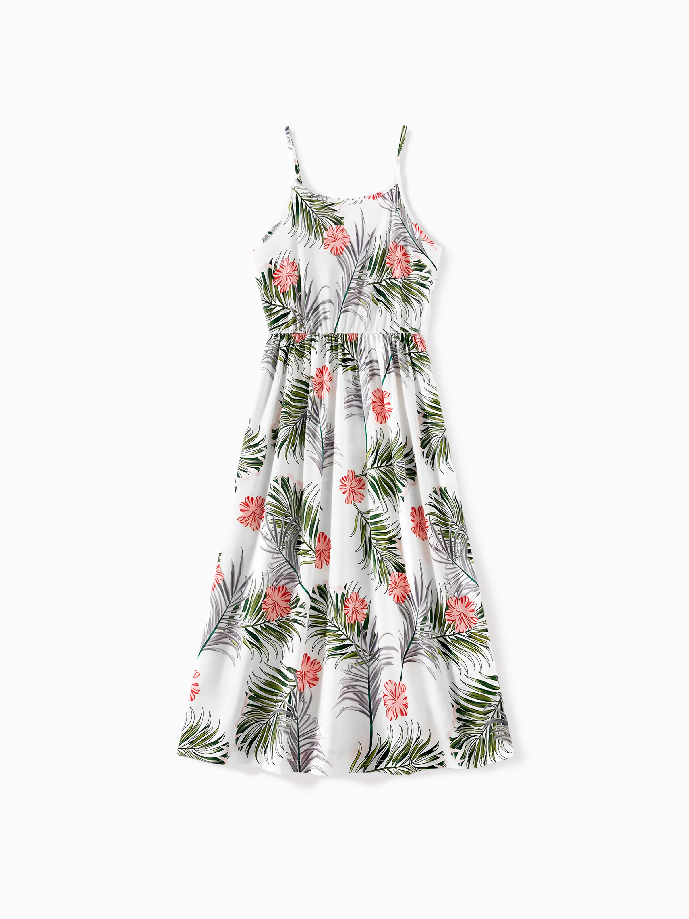 

Family Matching Allover Plant Print Cami Dresses and Short-sleeve Colorblock Spliced T-shirts Sets