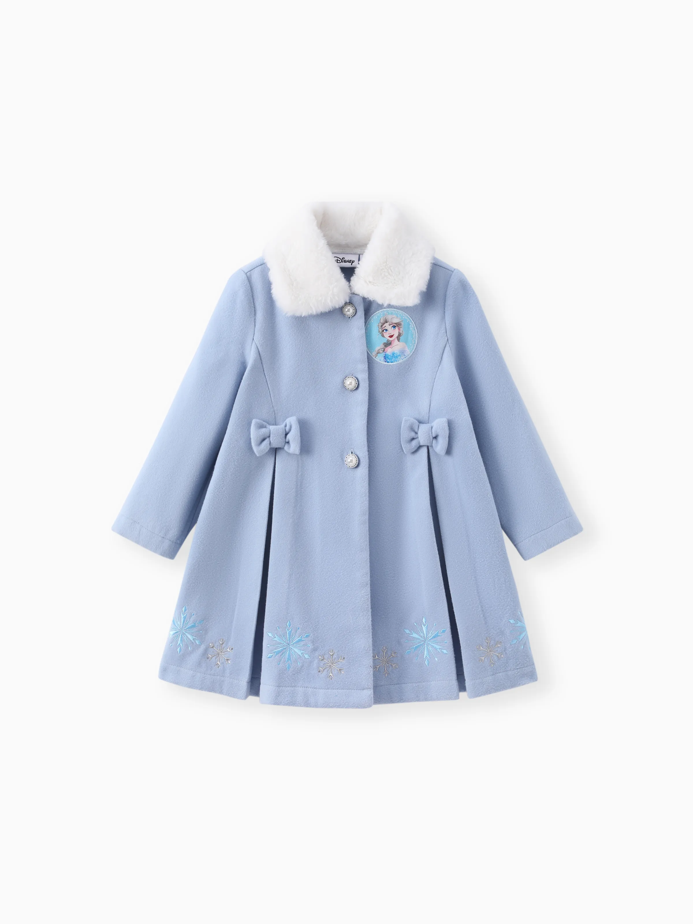 

Disney Frozen Toddler Girls Elsa/Anna 1pc Snowflake Embroidered Plush Collar Long-sleeve Coat